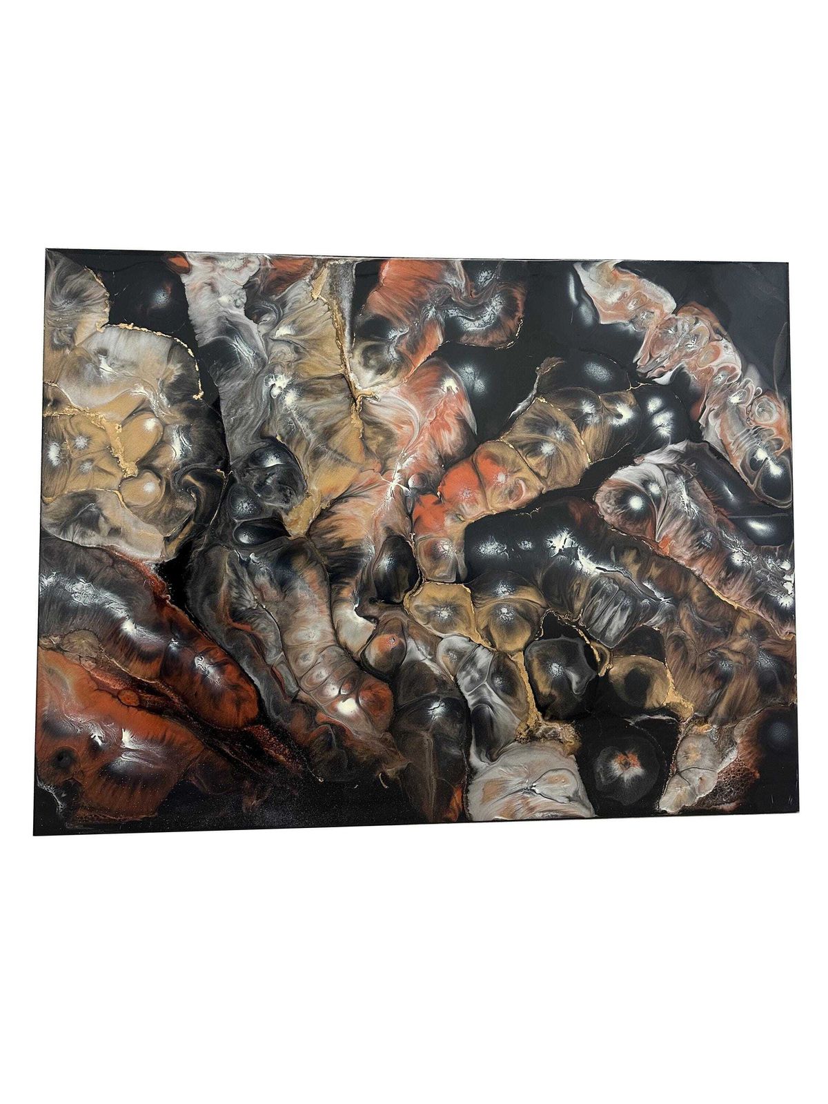 Large Original Fluid Abstract Resin Painting Wall Art On Wood High Gloss – “No. 8” photo for sale