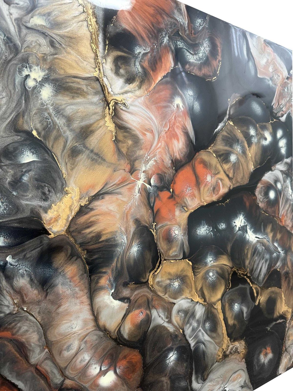 Large Original Fluid Abstract Resin Painting Wall Art On Wood High Gloss – “No. 8” photo vinterior