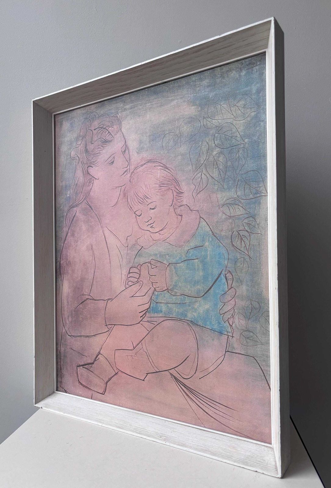 1950s–60s Framed Picasso Mother And Child Print, Mid Century Modern Wall Art, After Picasso photo furniture