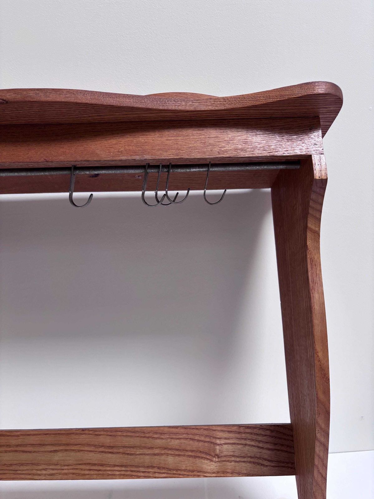 photo vinterior Vintage French Wall Shelf With Hooks | Rustic Wooden Shelf | Country Kitchen