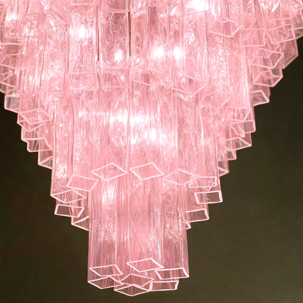 Contemporary Pink’ “Square Tubes” Murano Glass Chandelier photo 11603.0