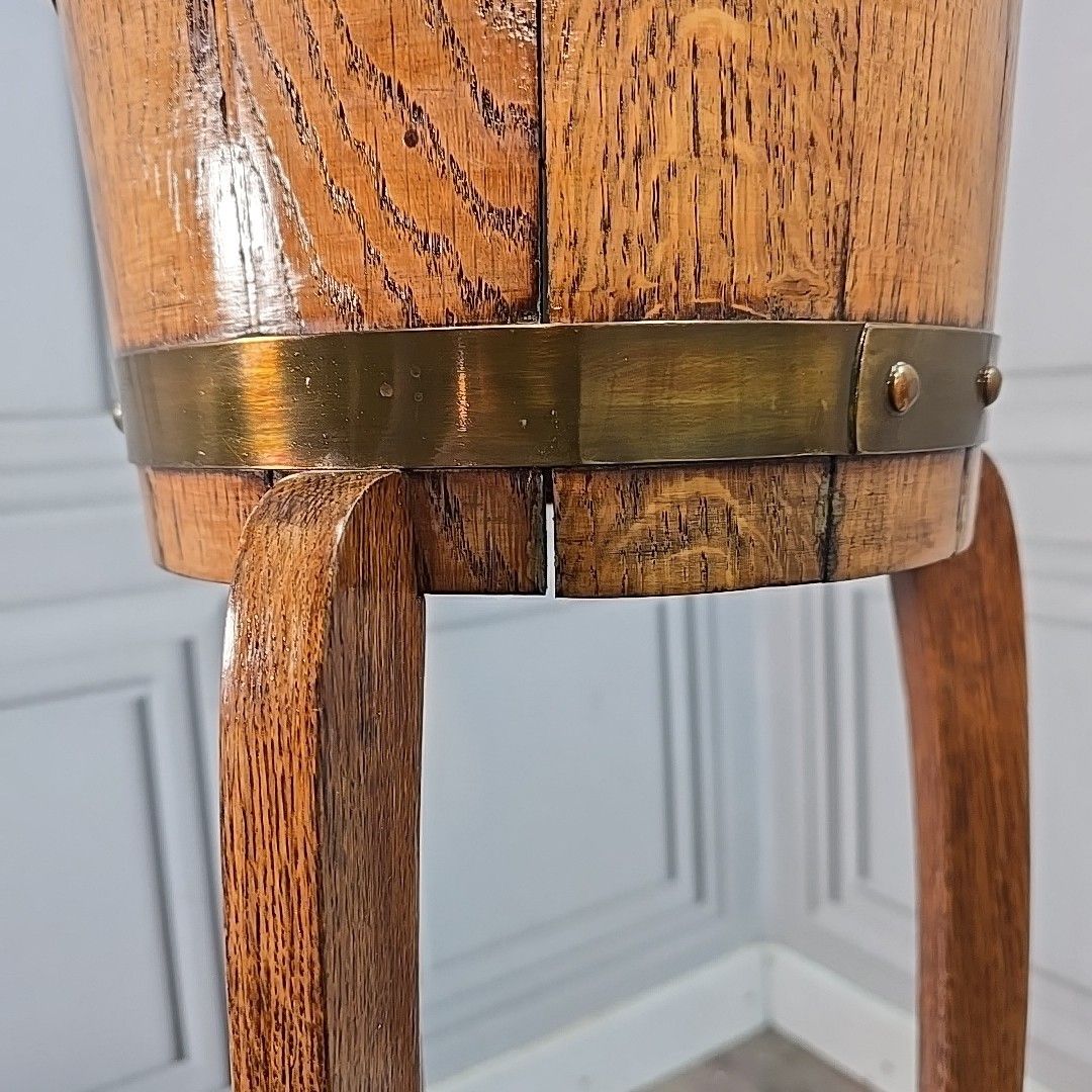 photo furniture Antique Jardiniere Plant Stand Oak Barrel Planter Edwardian R A Lister & Co