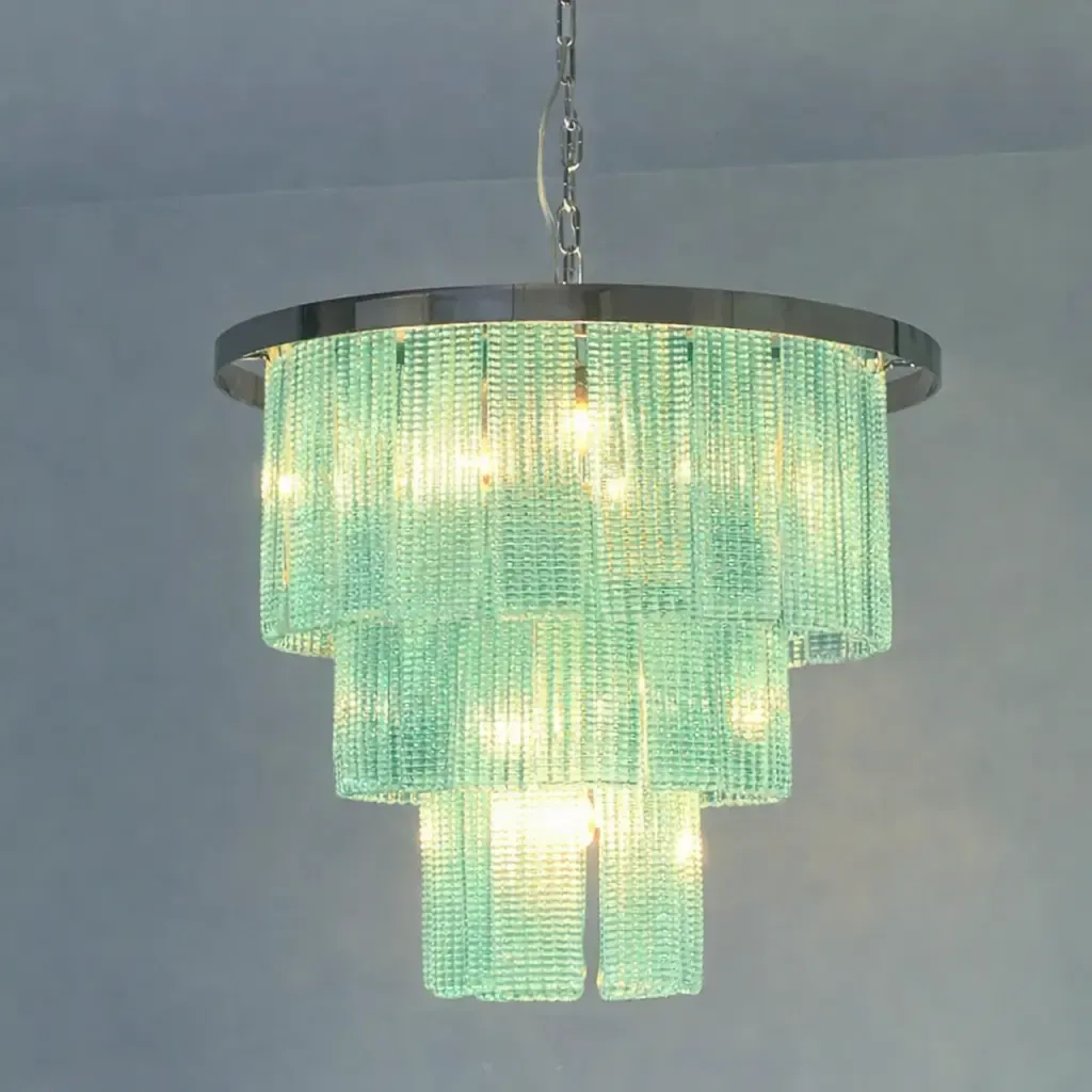 Italian Murano Glass Sputnik Chandelier – Mazzega Inspired, Contemporary Sea Green photo furniture
