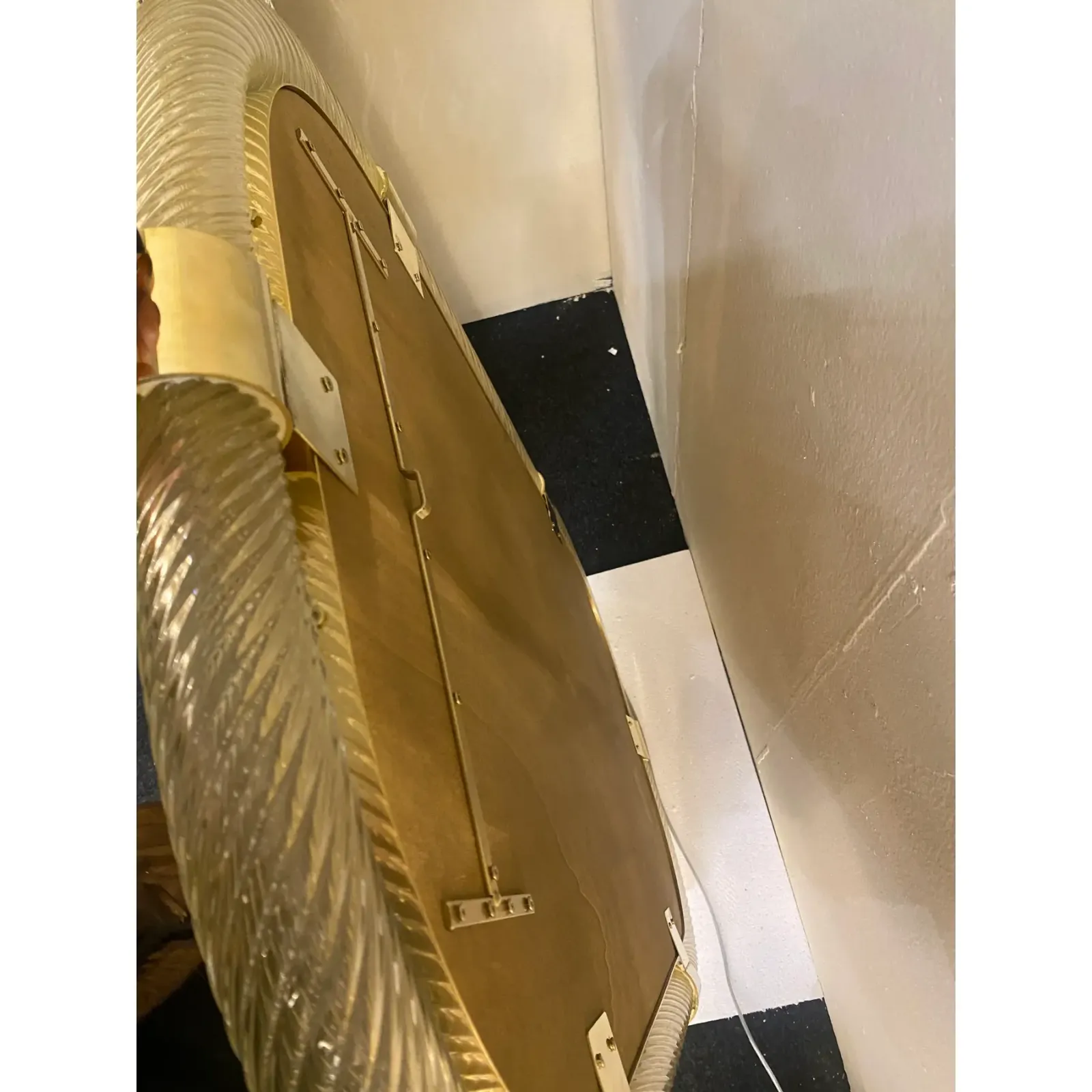 Pair Of Italian Murano Glass Wall Mirrors In Gold Leaf “Torciglione” Venetian Design photo vinterior