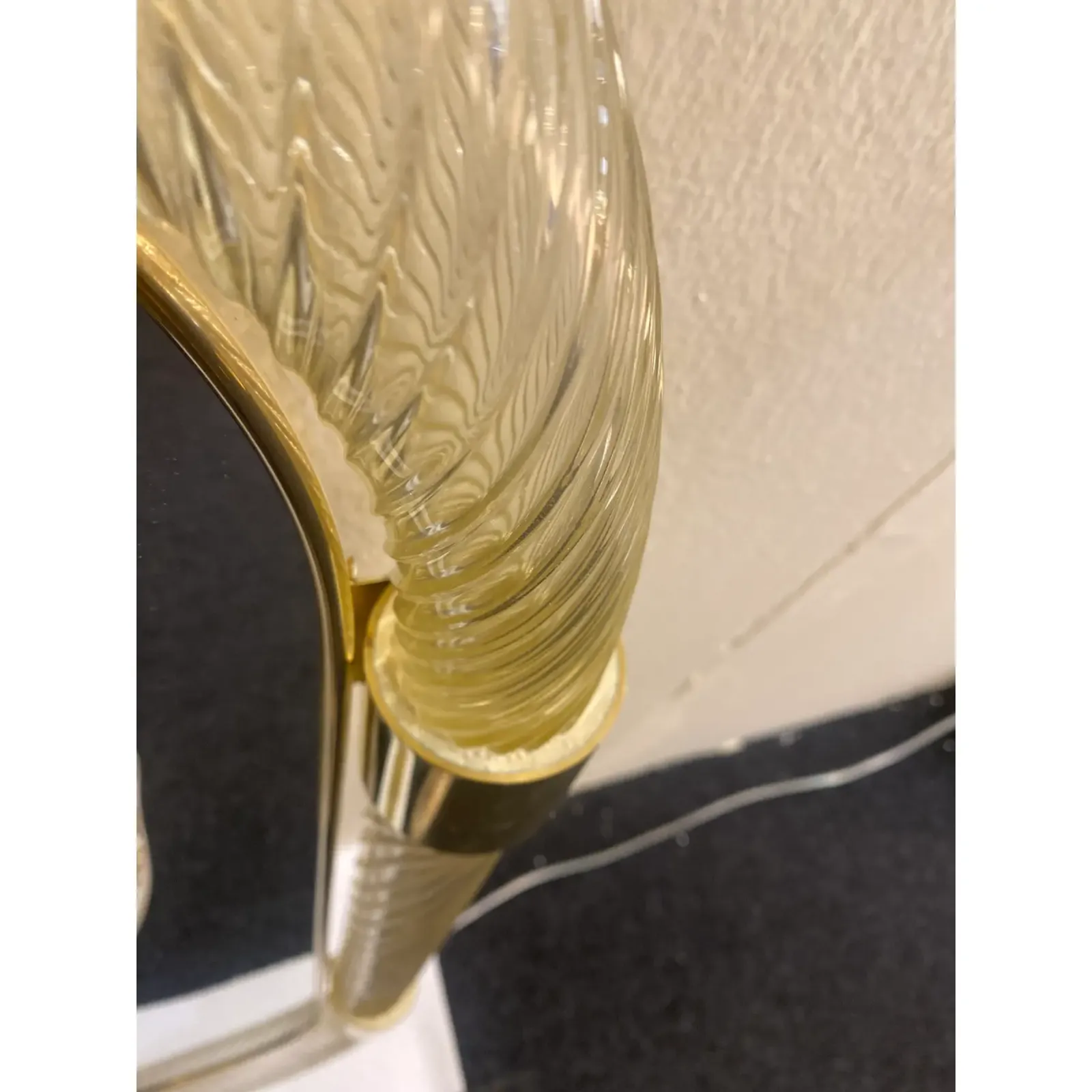 photo furniture Pair Of Italian Murano Glass Wall Mirrors In Gold Leaf “Torciglione” Venetian Design