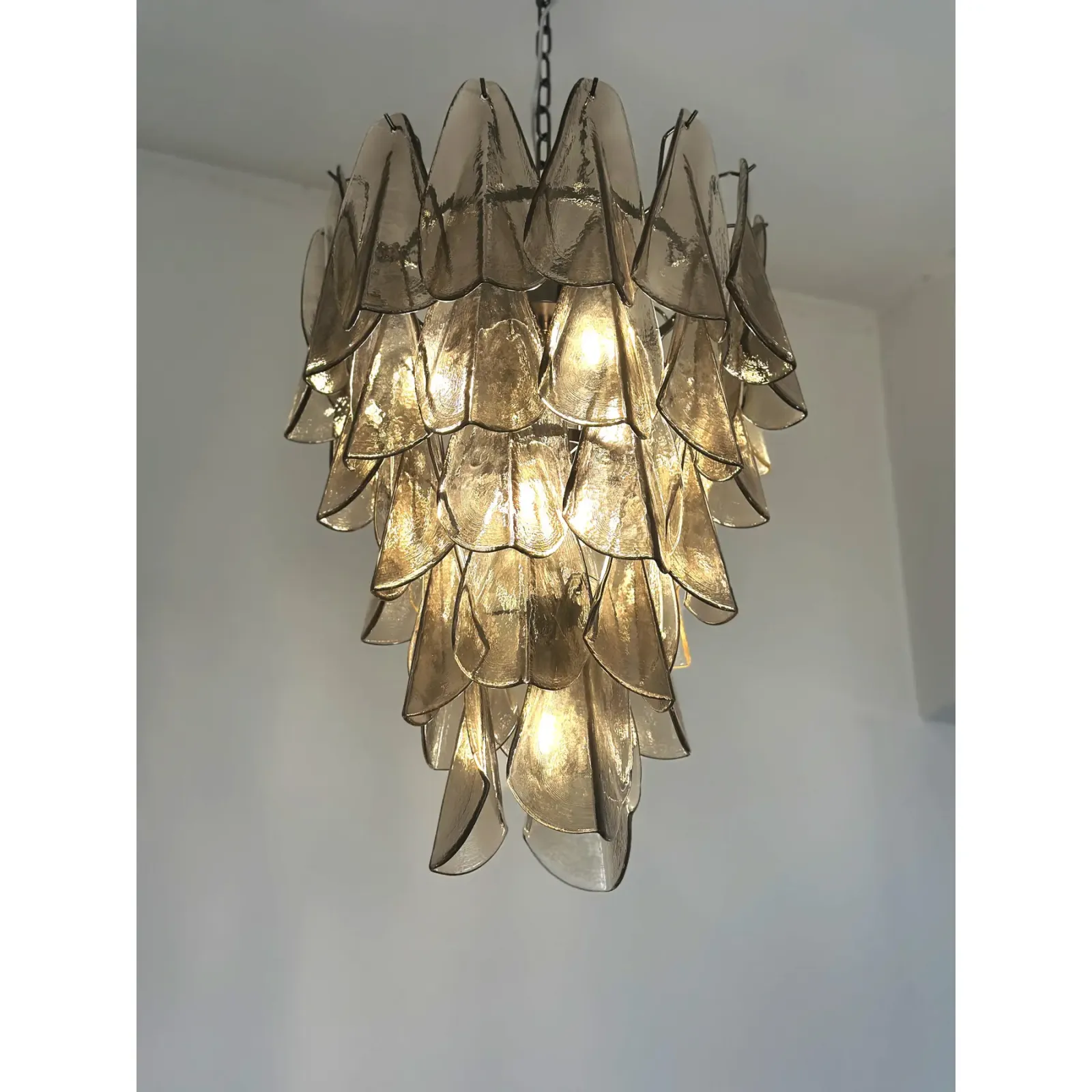 Modern Venetian “Rondini” Chandelier – Smoked Fumè Murano Glass Cascade photo buy
