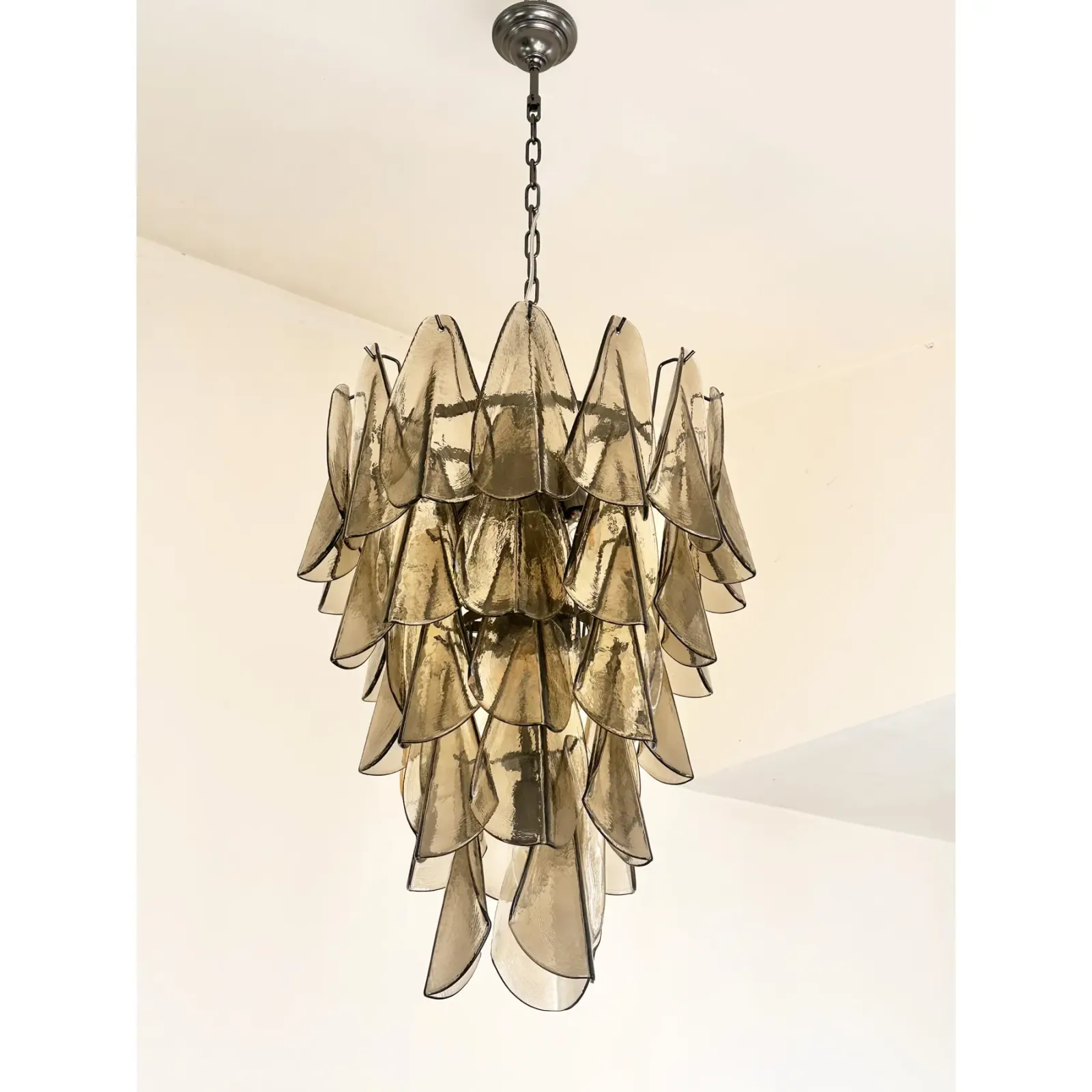 Modern Venetian “Rondini” Chandelier – Smoked Fumè Murano Glass Cascade photo vintage