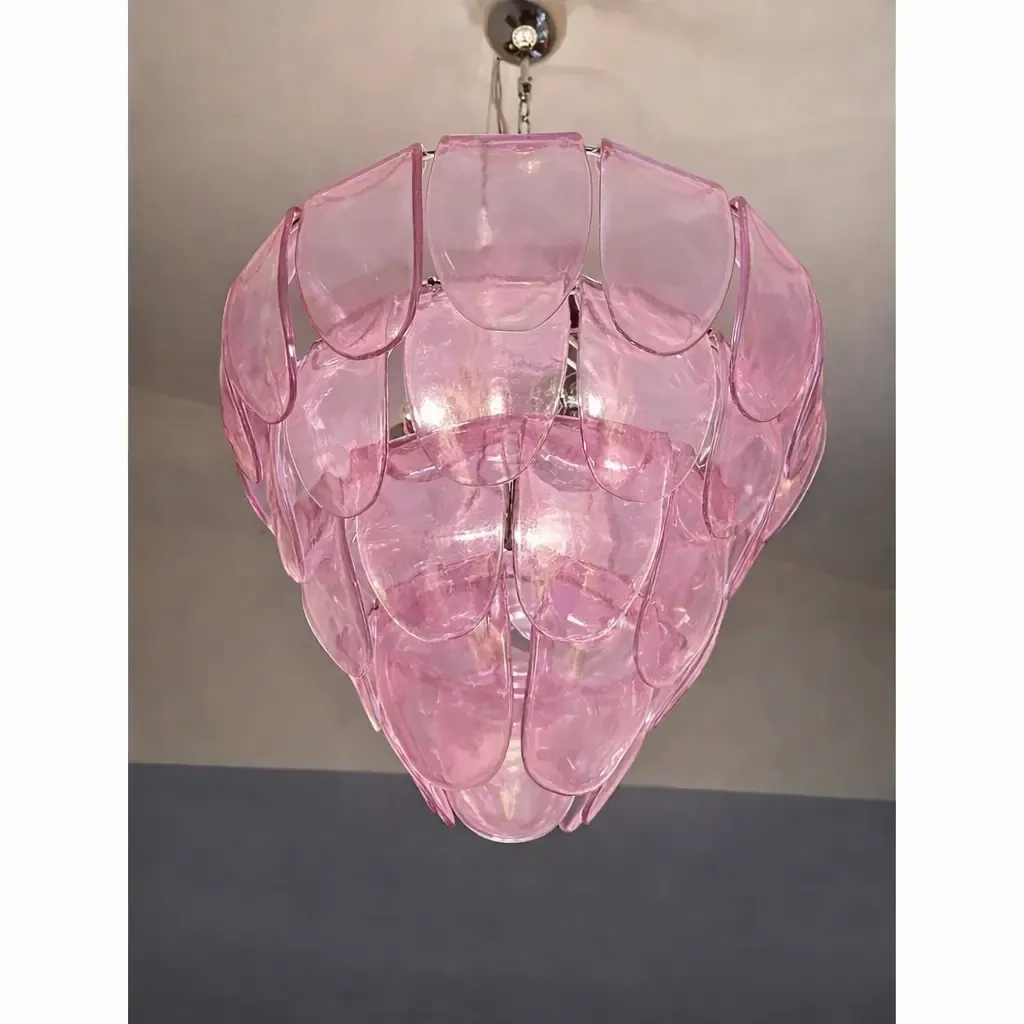 Pink “Petals” Murano Glass Chandelier – Contemporary Italian photo furniture