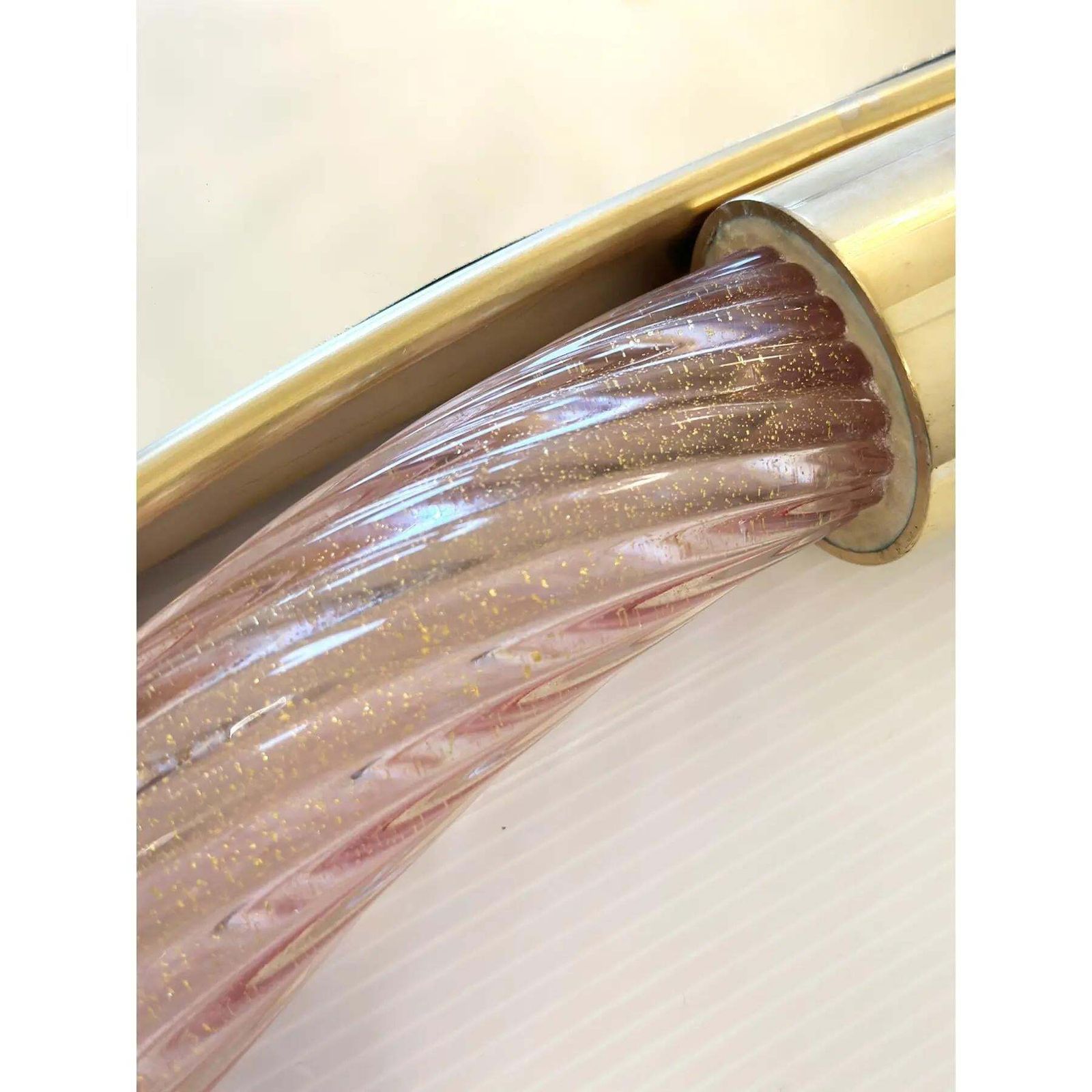 Home Decor Murano Style Scenographic Torchon Glass Designer Mirror – Simoeng, Pink And Gold photo