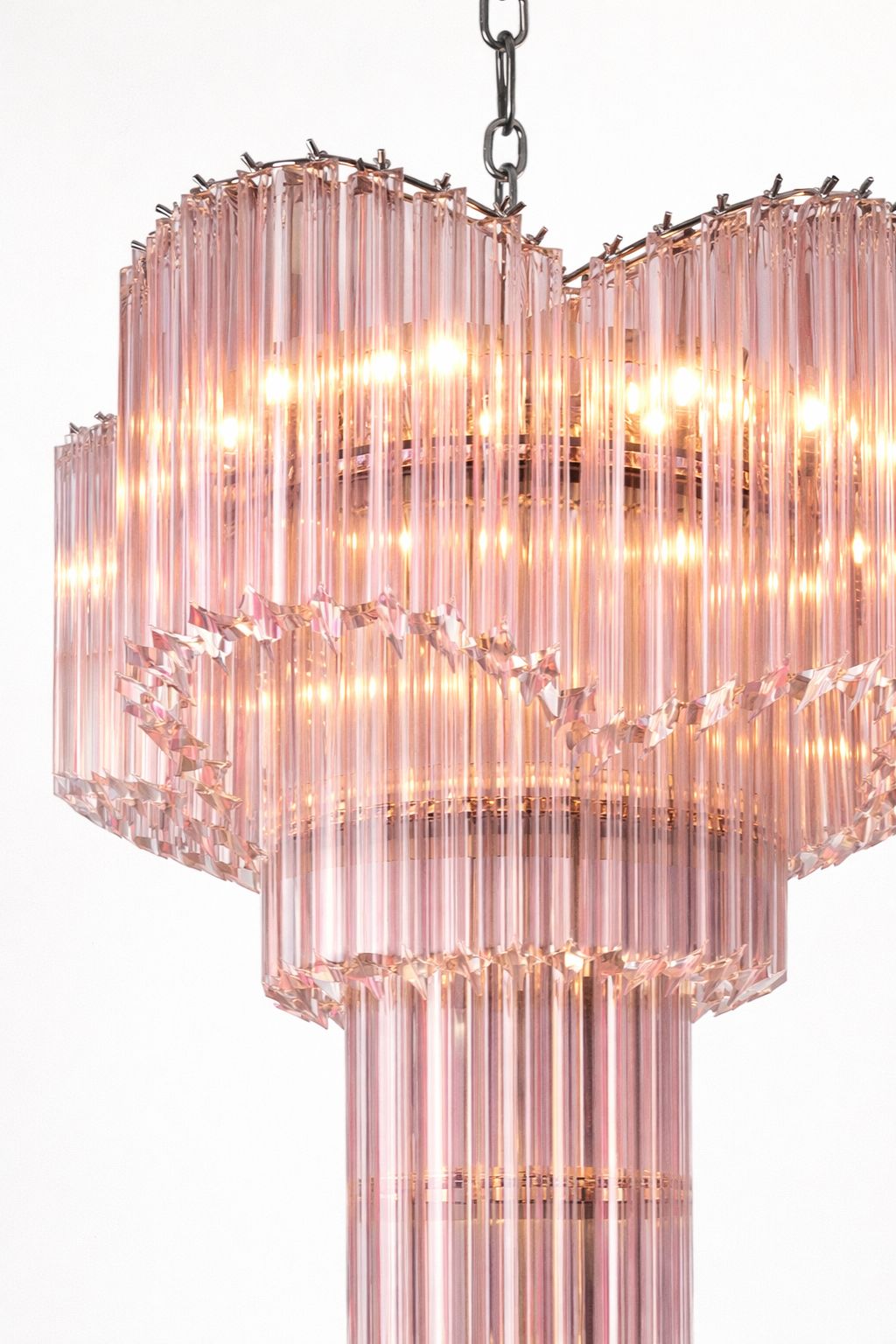 Murano Glass Sputnik Pink Quadriedro Spyral Italian Chandelier In Decò Style photo for sale