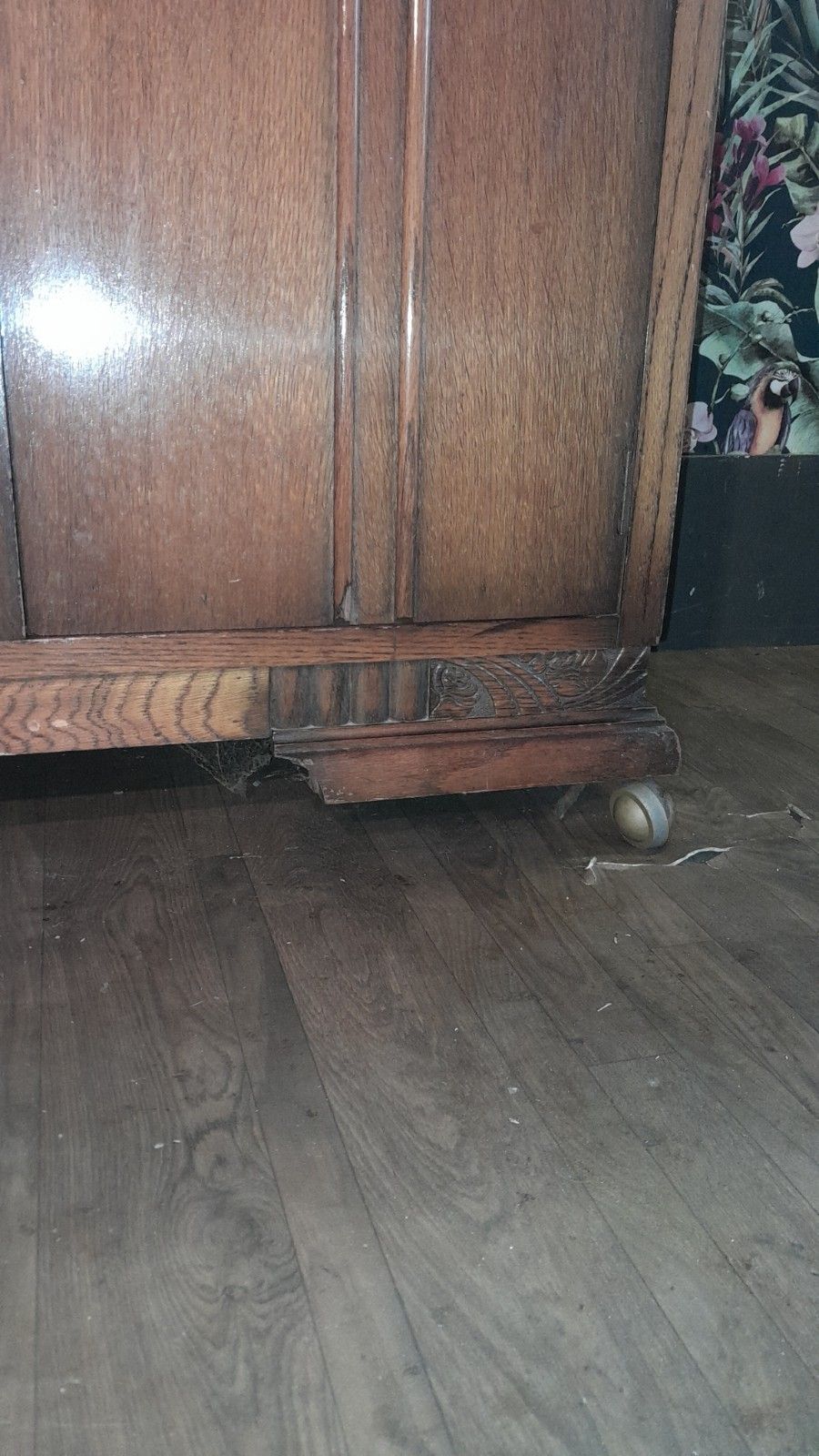 1930s Art Deco Medium Oak Tallboy/Linenpress With Doors And 2 Shelves photo vintage