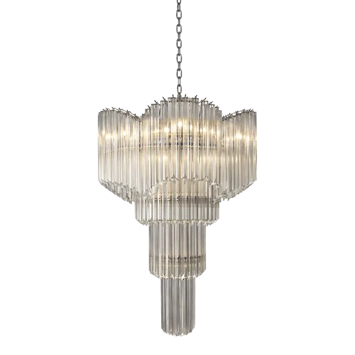 Murano Glass Sputnik Quadriedro Spyral Italian Chandelier In Decò Style