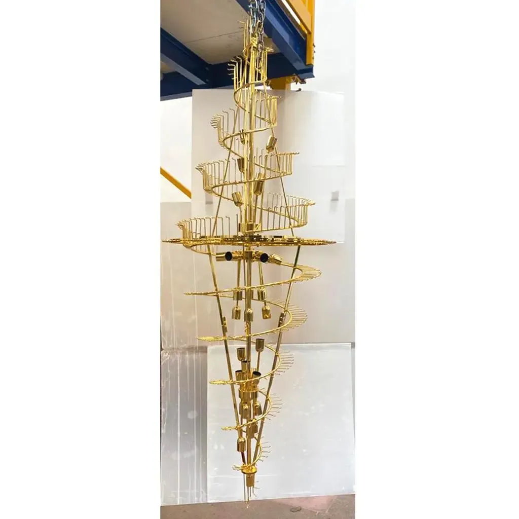 Huge Murano Glass Chandelier – “Quadriedro” Fumè, Gold Twister, Contemporary Luxury photo buy