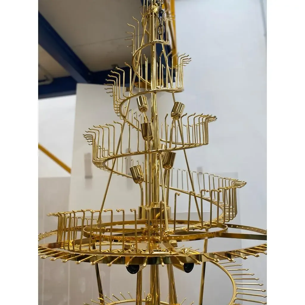 Huge Murano Glass Chandelier – “Quadriedro” Fumè, Gold Twister, Contemporary Luxury photo vintage