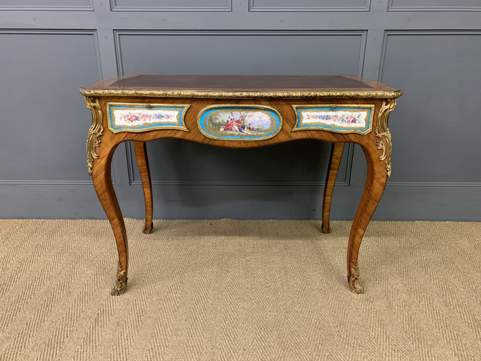 French Tulip Wood Bureau Plat, 1800s photo for sale