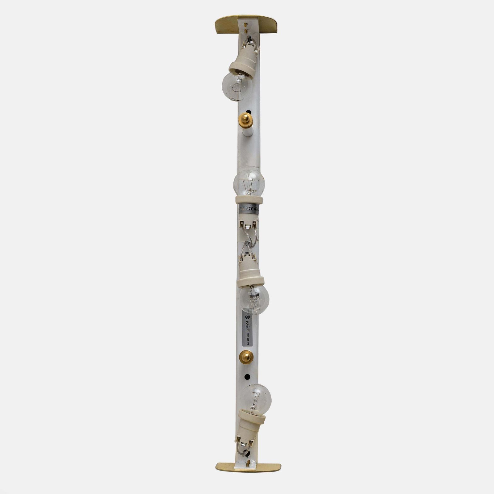 photo for sale Pair Of Murano Gold Toned Frosted Glass And Brass Wall Sconces, Italy