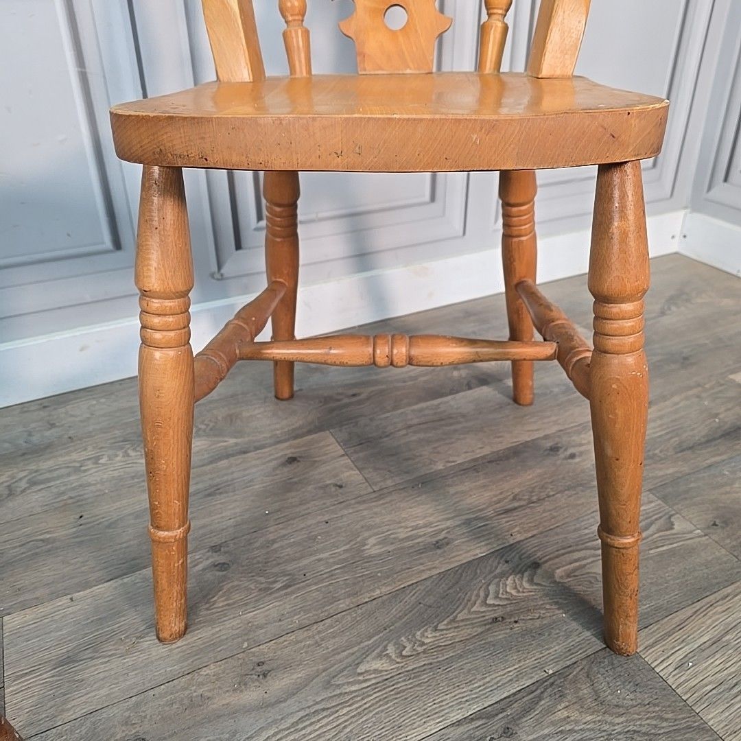 Antique Wooden Farmhouse Chairs Pair 2 Victorian Style Solid Turned Country photo buy