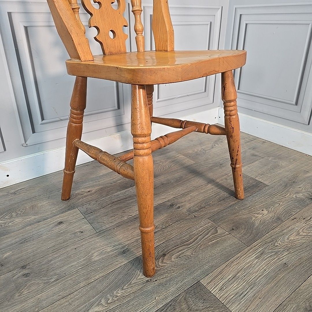photo for sale Antique Wooden Farmhouse Chairs Pair 2 Victorian Style Solid Turned Country