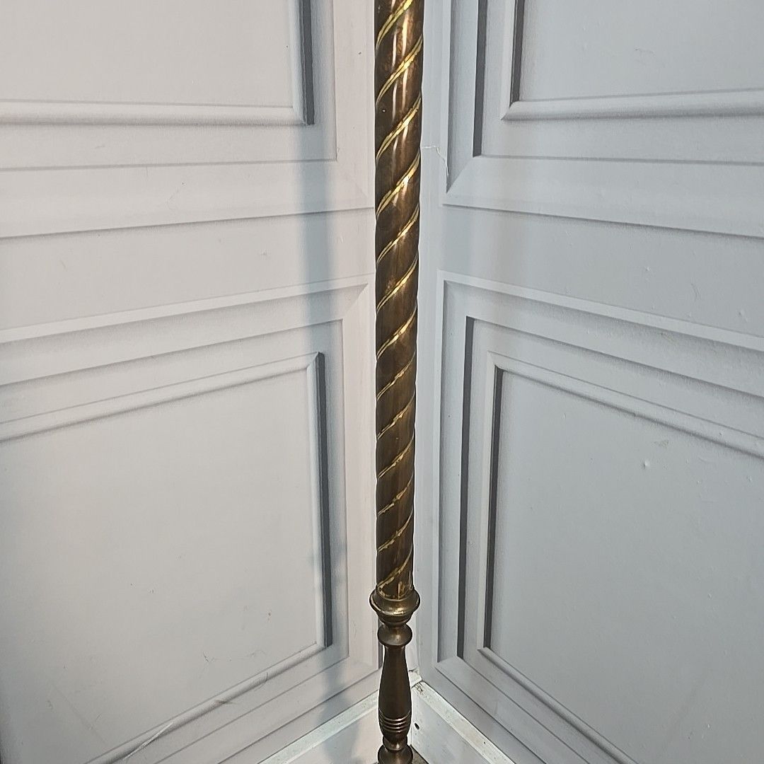 Vintage Brass Floor Lamp Barley Twist Column Antique Standard Lamp For Rewire photo vintage