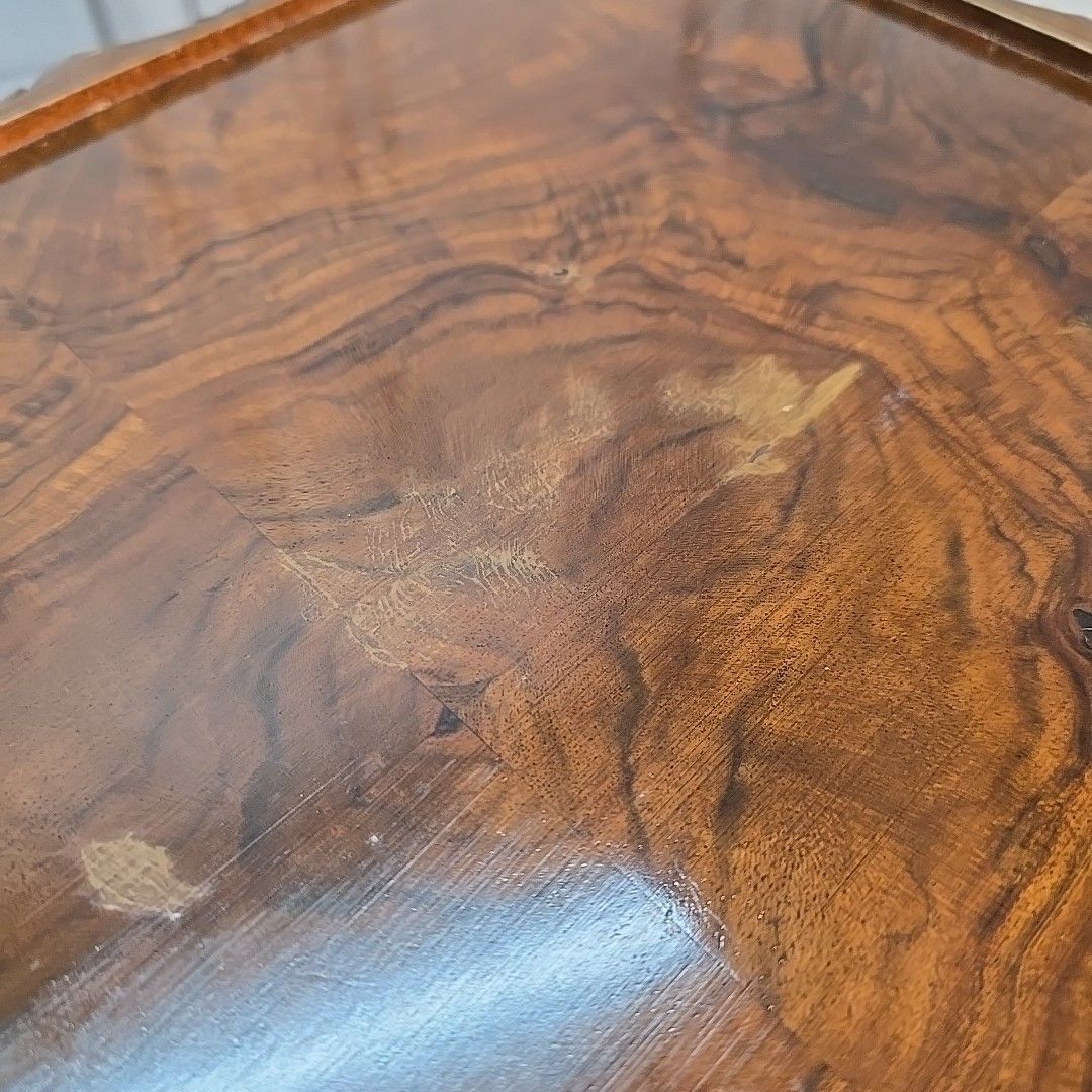 photo for sale Vintage Nest Of Tables Walnut Veneer Queen Anne Antique Style Set Nested Side