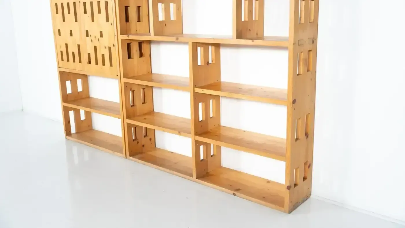 photo for sale Mid Century Modern Pine Bookcase, Italy, 1970s