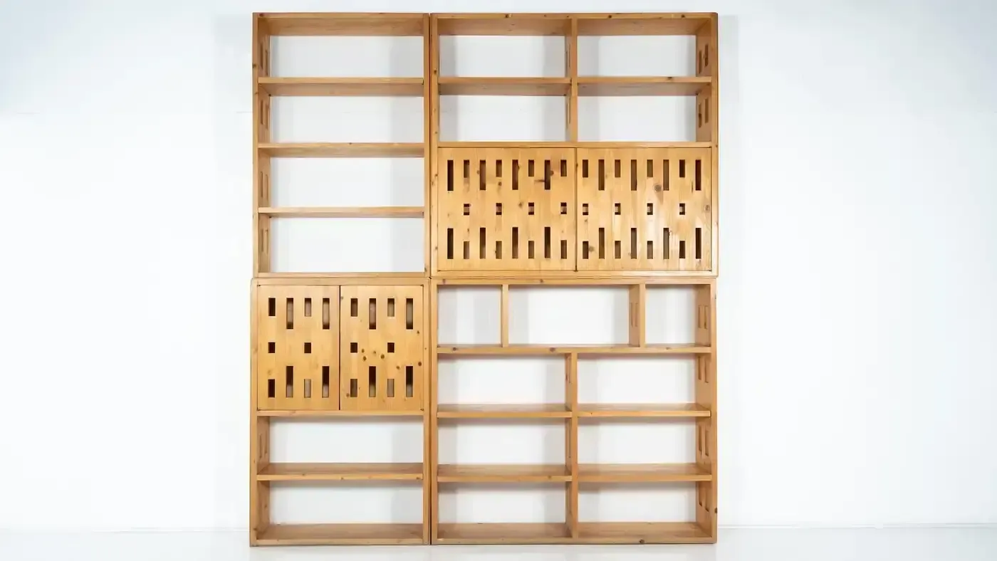 Furniture Mid Century Modern Pine Bookcase, Italy, 1970s photo