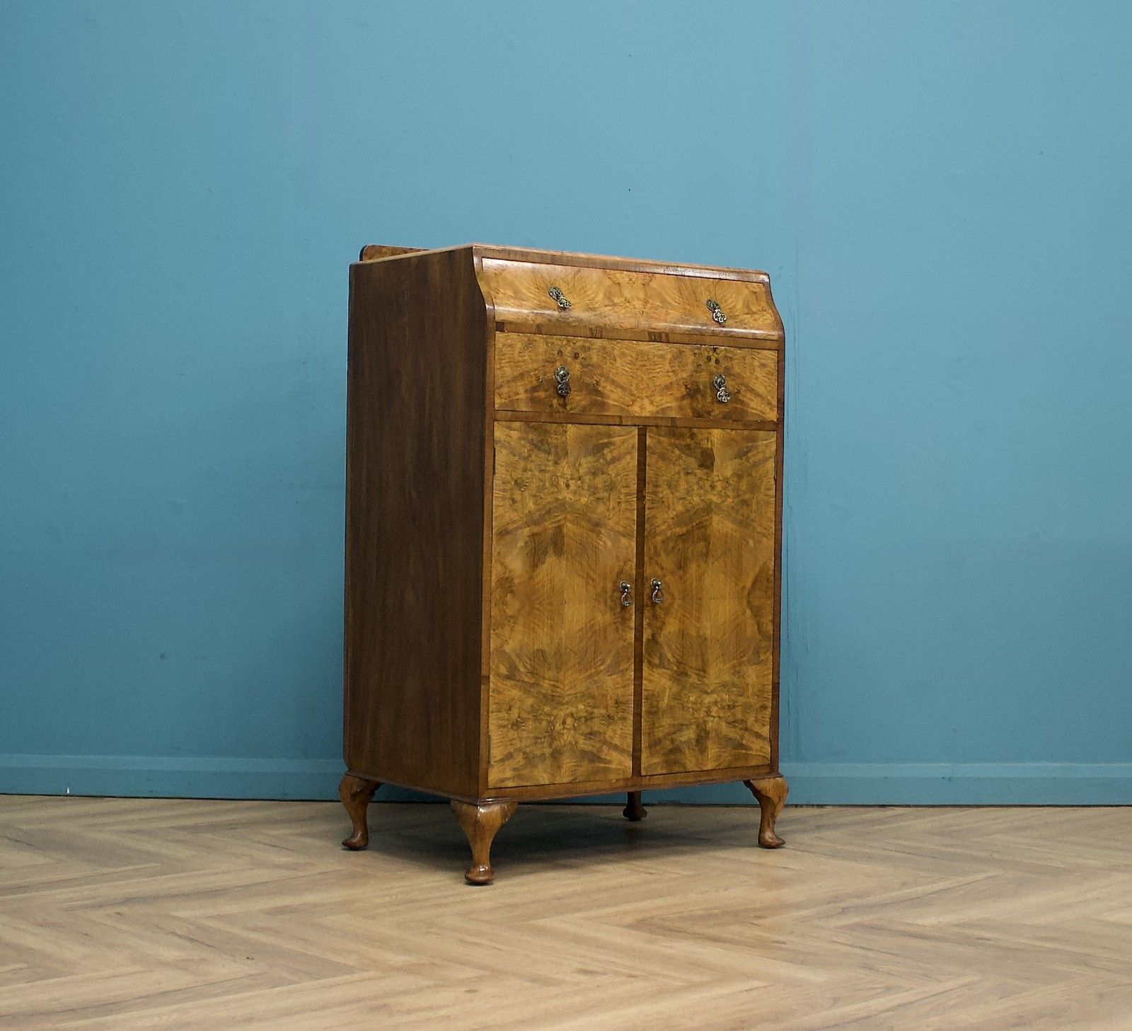 Art Deco Walnut Tallboy Linen Cabinet, 1930s #1689 photo for sale