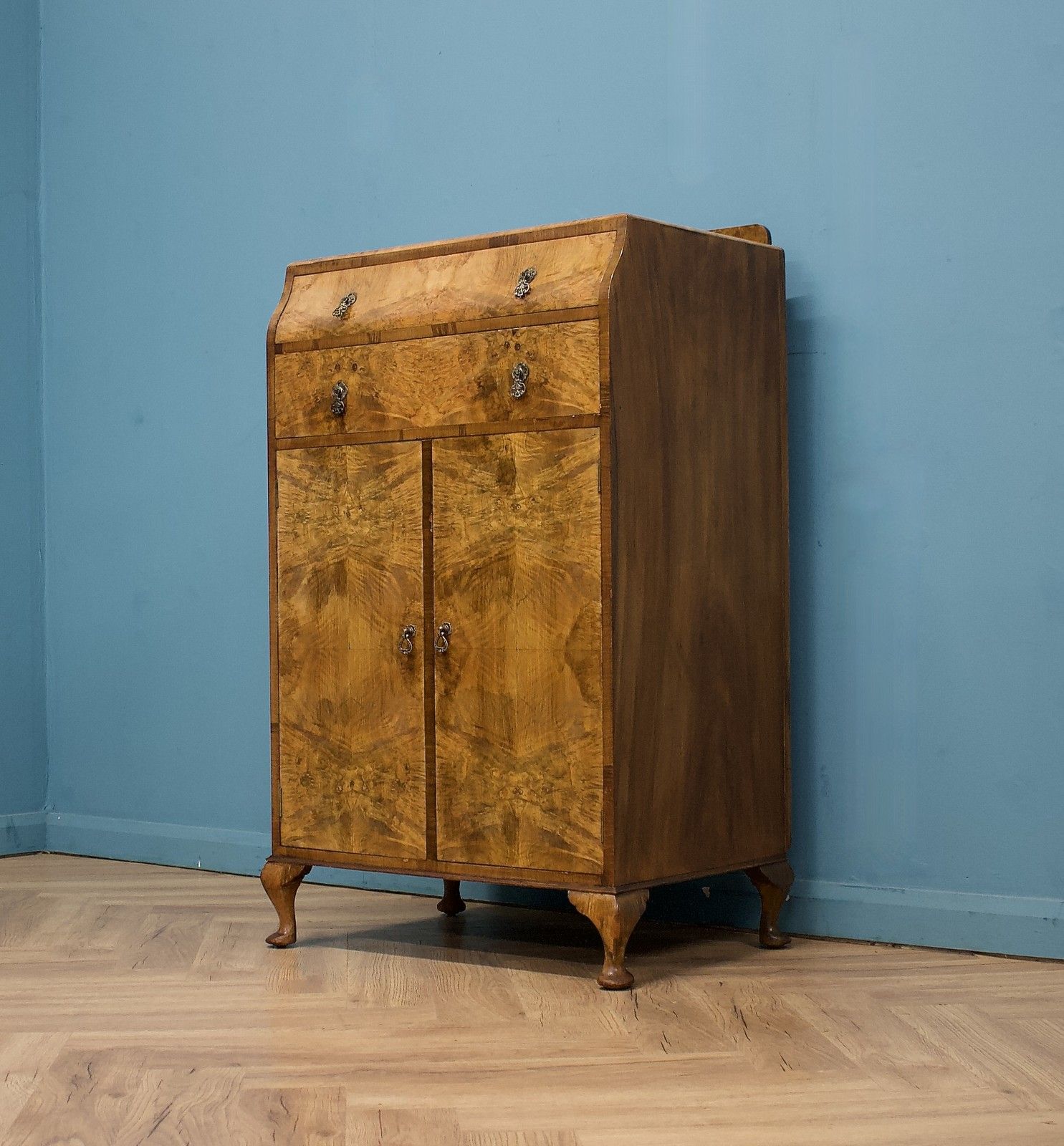 Art Deco Walnut Tallboy Linen Cabinet, 1930s #1689 photo 899.0