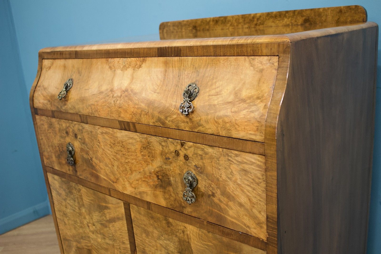 photo furniture Art Deco Walnut Tallboy Linen Cabinet, 1930s #1689