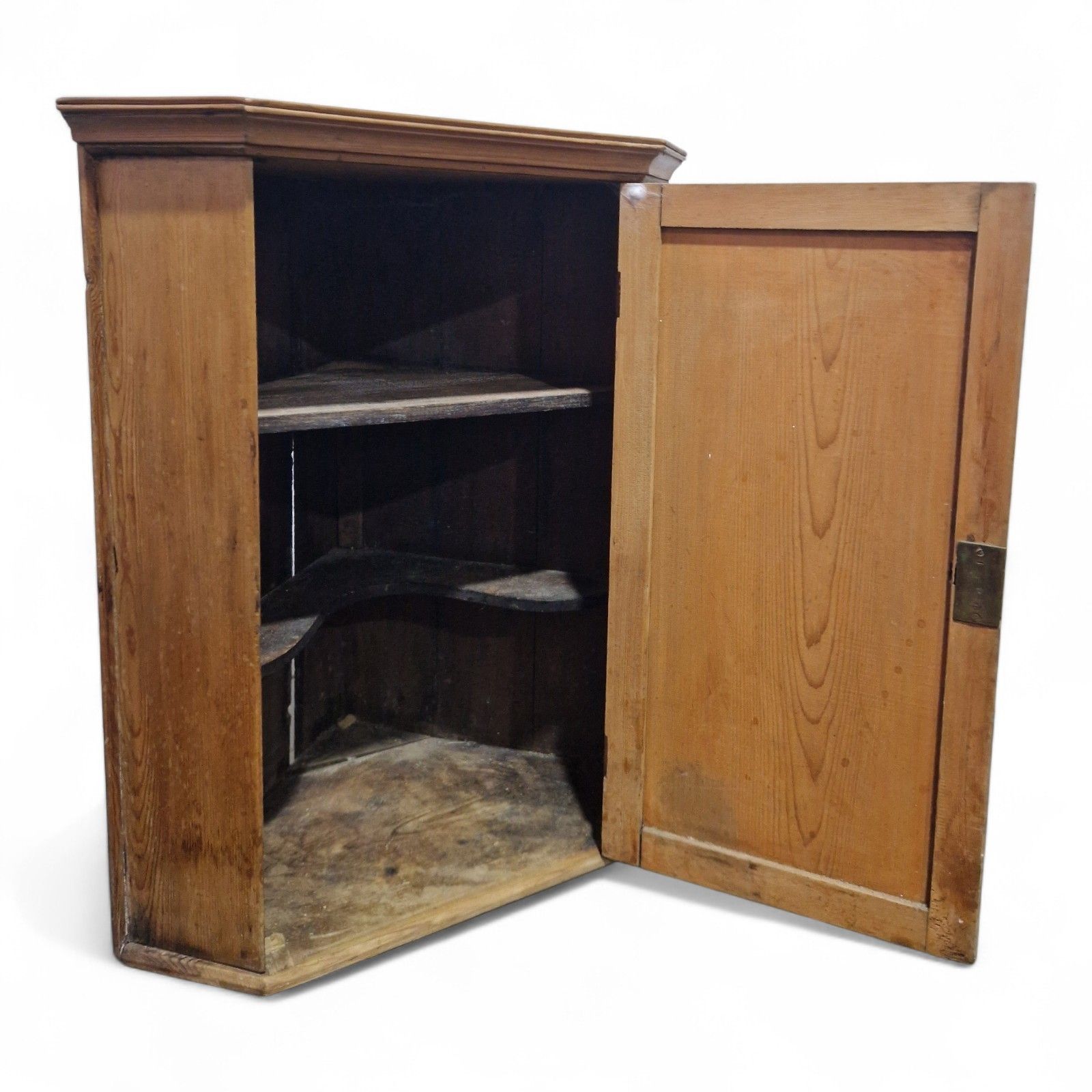 Victorian Oak Wall Mounted Corner Cupboard – Antique Rustic Cabinet With Key photo vintage