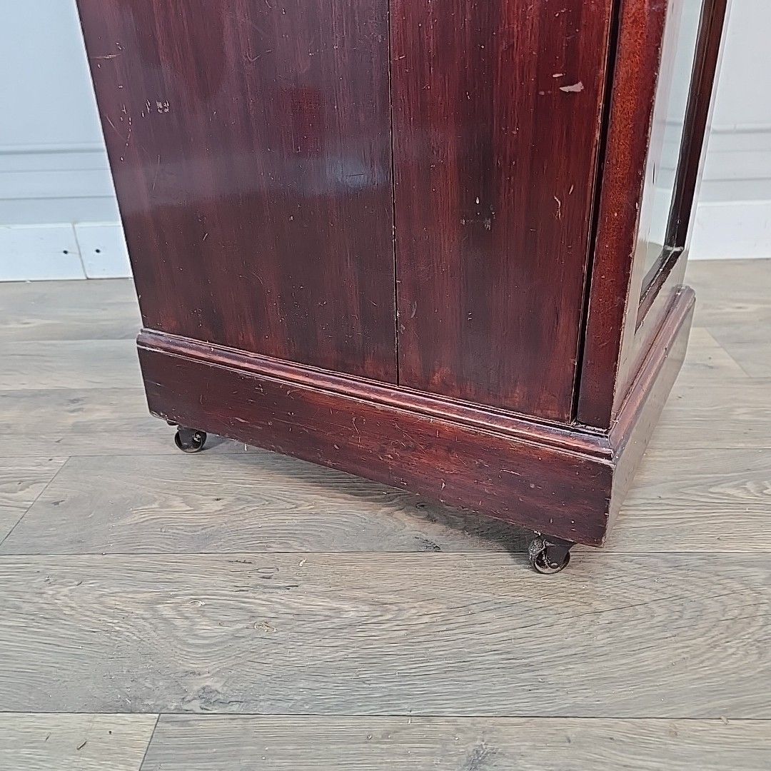 Antique Glazed Display Cabinet Castors – Single Door Bookcase Cupboard Mahogany photo 170.0
