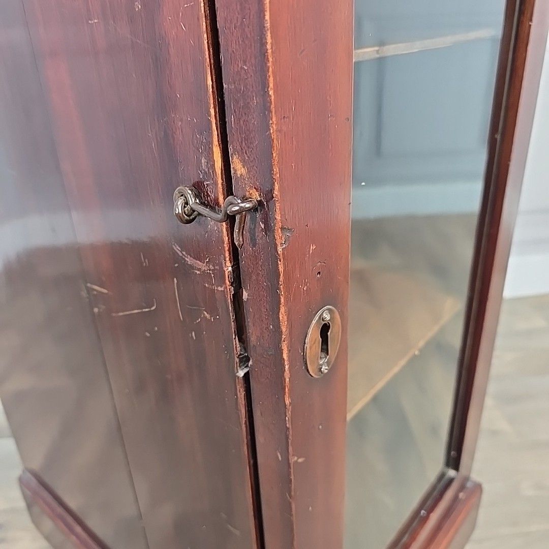 Antique Glazed Display Cabinet Castors – Single Door Bookcase Cupboard Mahogany photo vinterior