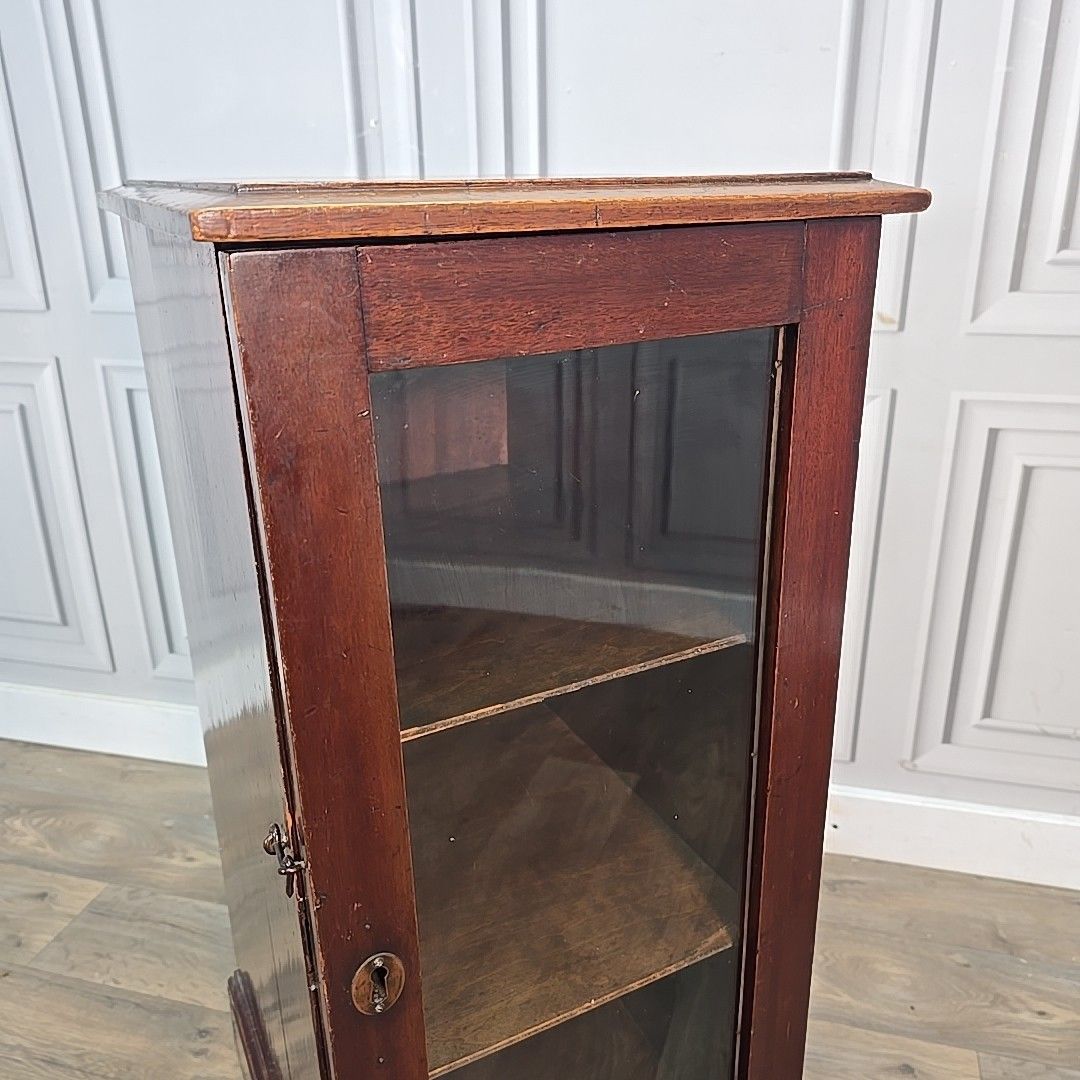 Antique Glazed Display Cabinet Castors – Single Door Bookcase Cupboard Mahogany photo buy