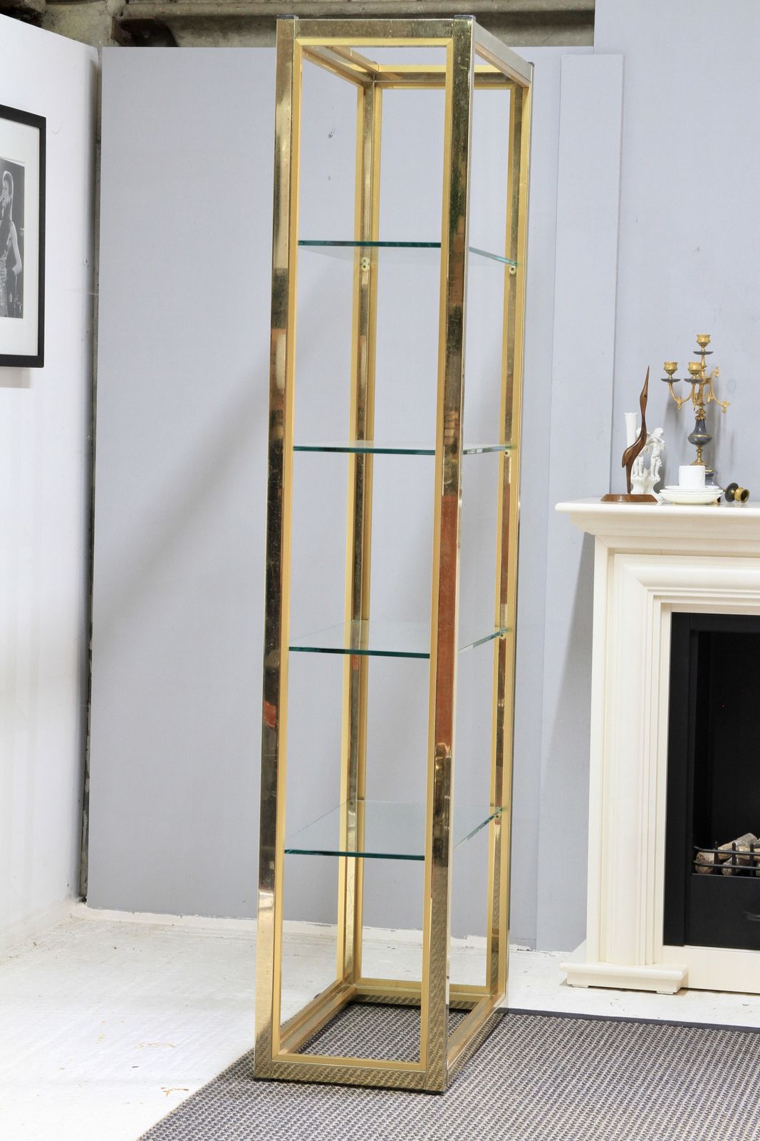 Renato Zevi For Romeo Rega Italian Hollywood Regency Brass And Glass Etagere photo 850.0