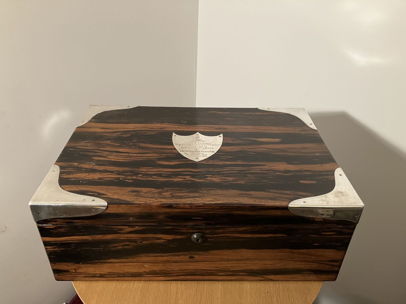 photo buy Antique Humidor In Coromandel Wood With Military Provenance