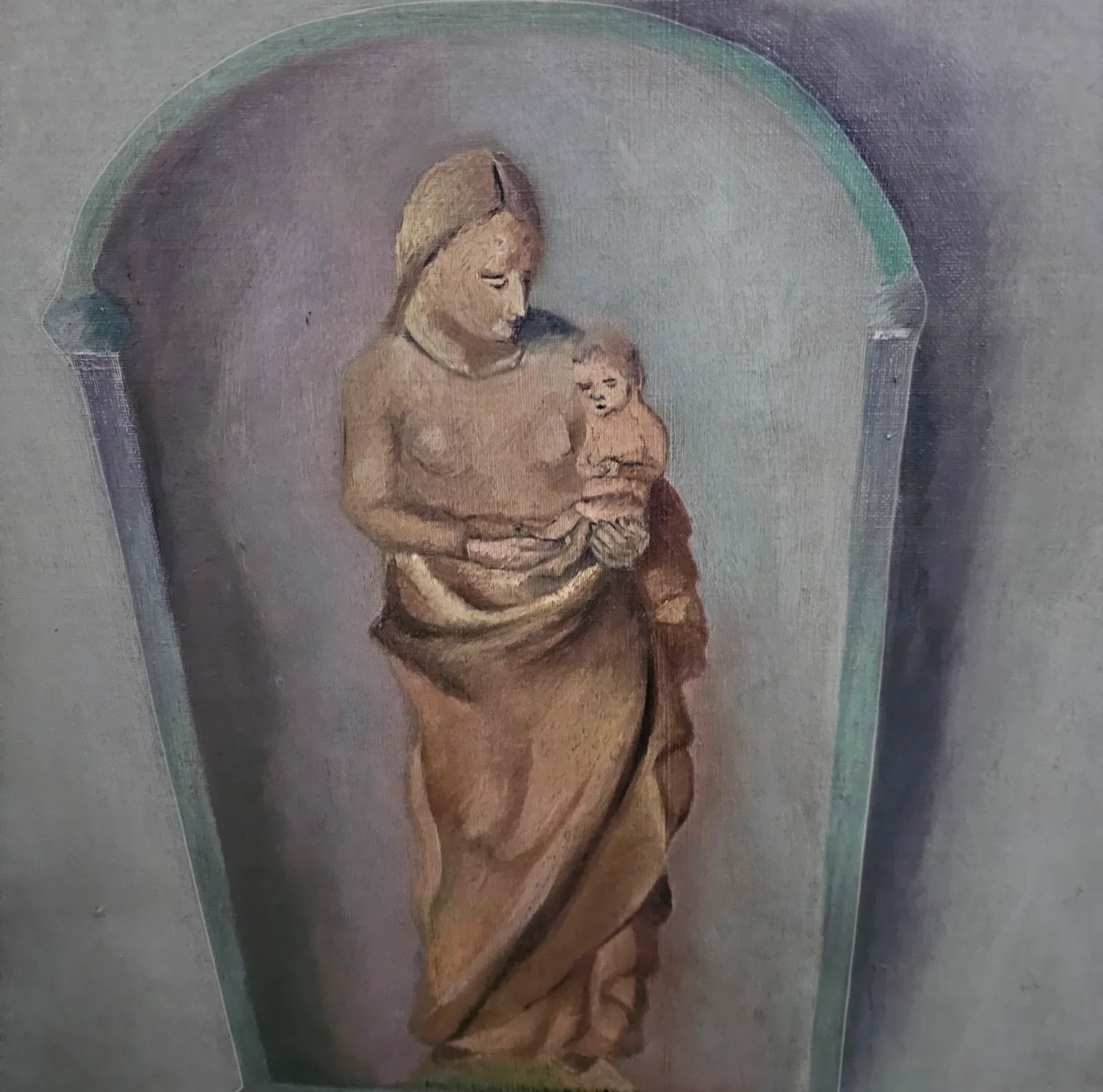 Jolie Laide / Oil On Canvas Still Life Painting / Religious Iconography With Everyday Objects / 1930s / Height 155 Cm photo for sale