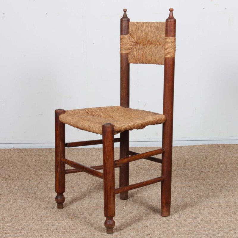 Set Of 6 Straw Chairs, French Craftsmanship, 1940 photo furniture