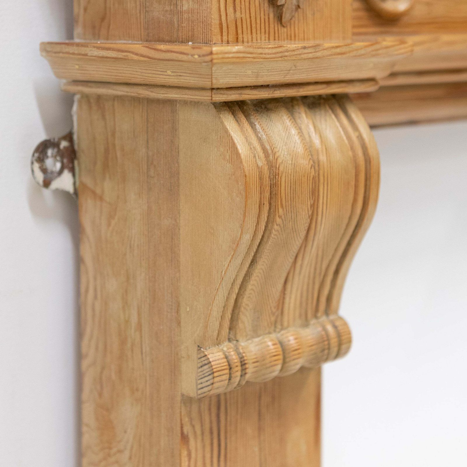 Antique Pine Wooden Fireplace Surround photo vintage