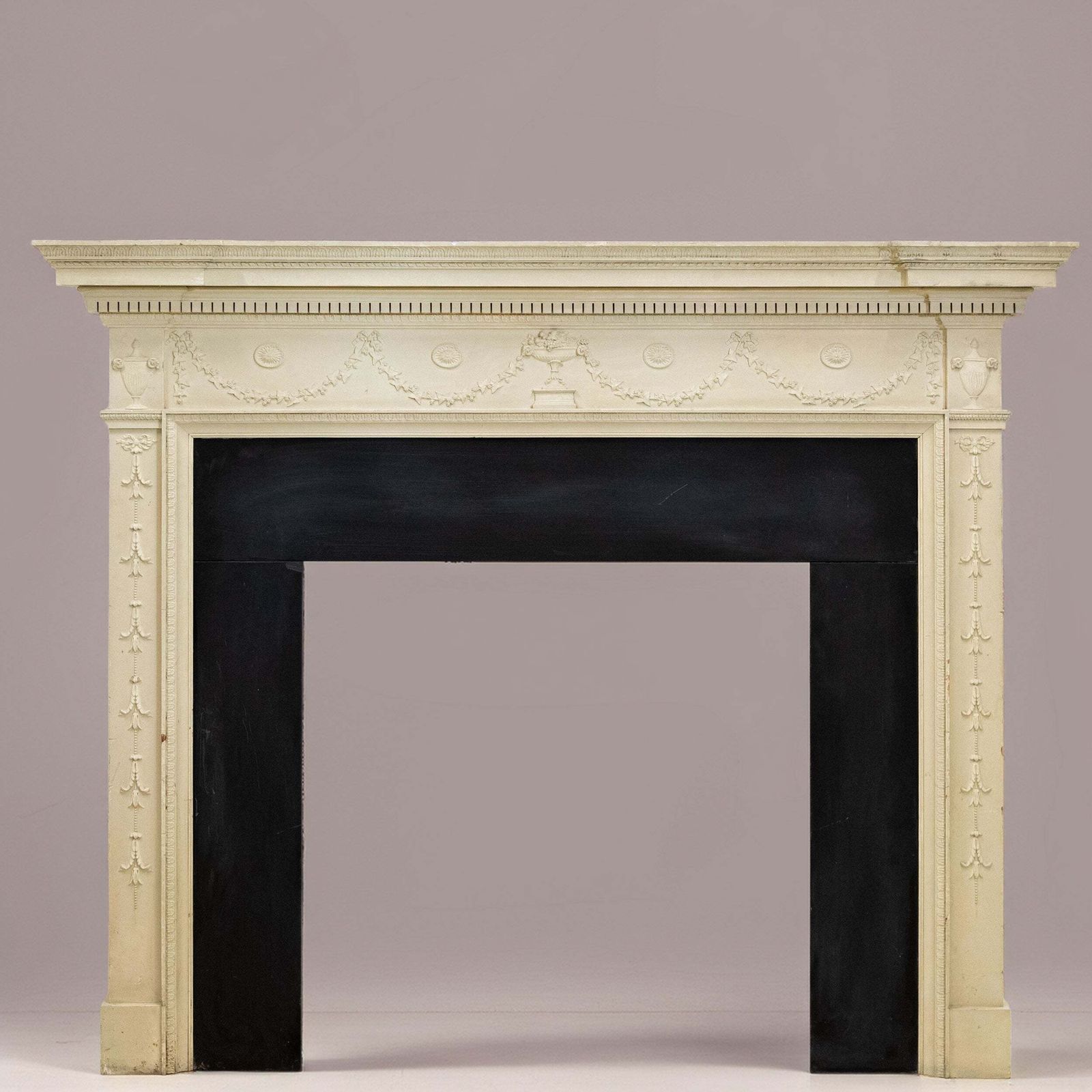 Reclaimed Ornate Regency Style Wooden Surround With Slate Slips
