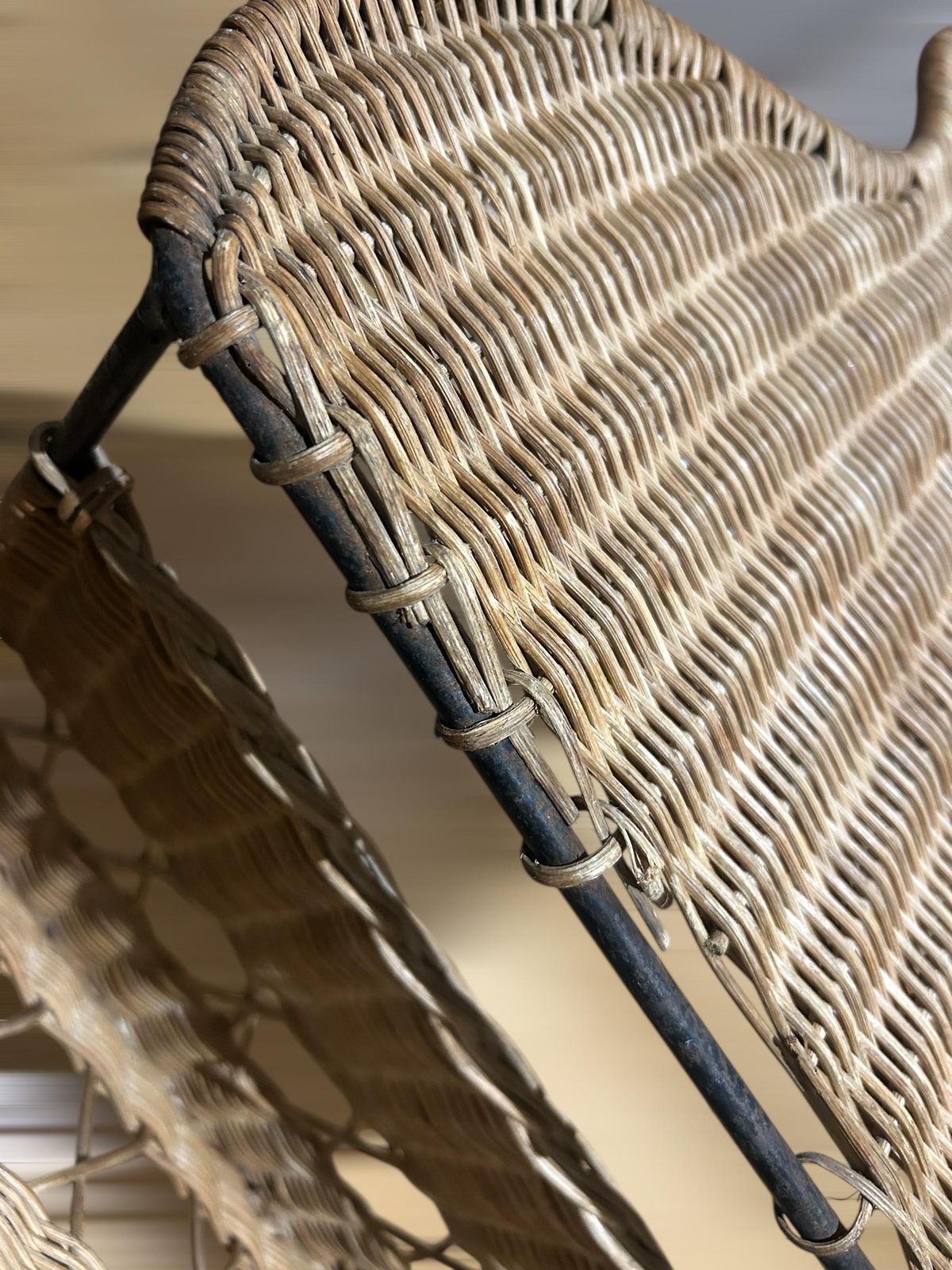 1207.0 Free Form Table In Woven Wicker And Metal By Raoul Guys 1950s photo