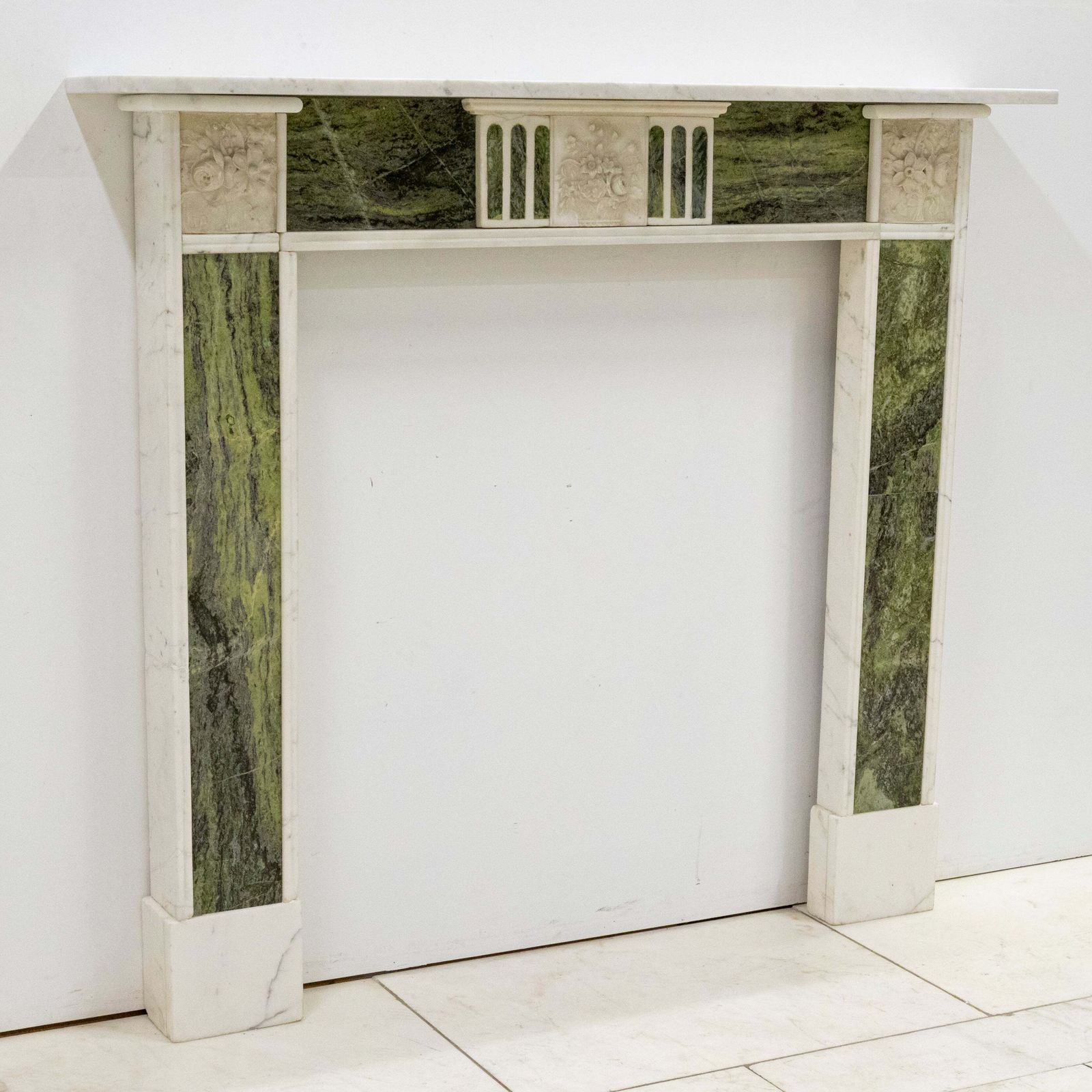 Antique Regency Statuary & Verde Marble Fireplace Surround photo furniture