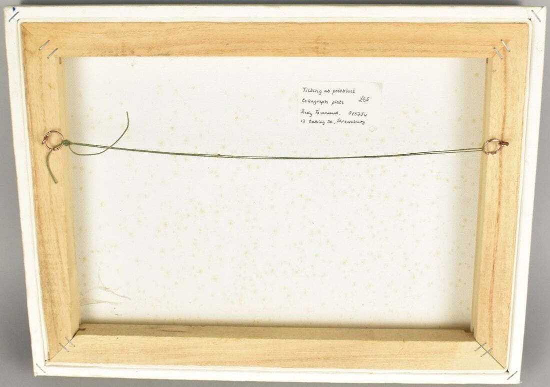 Mounted Collagraph Plate Tilting At Postboxes By Judy Townsend photo furniture