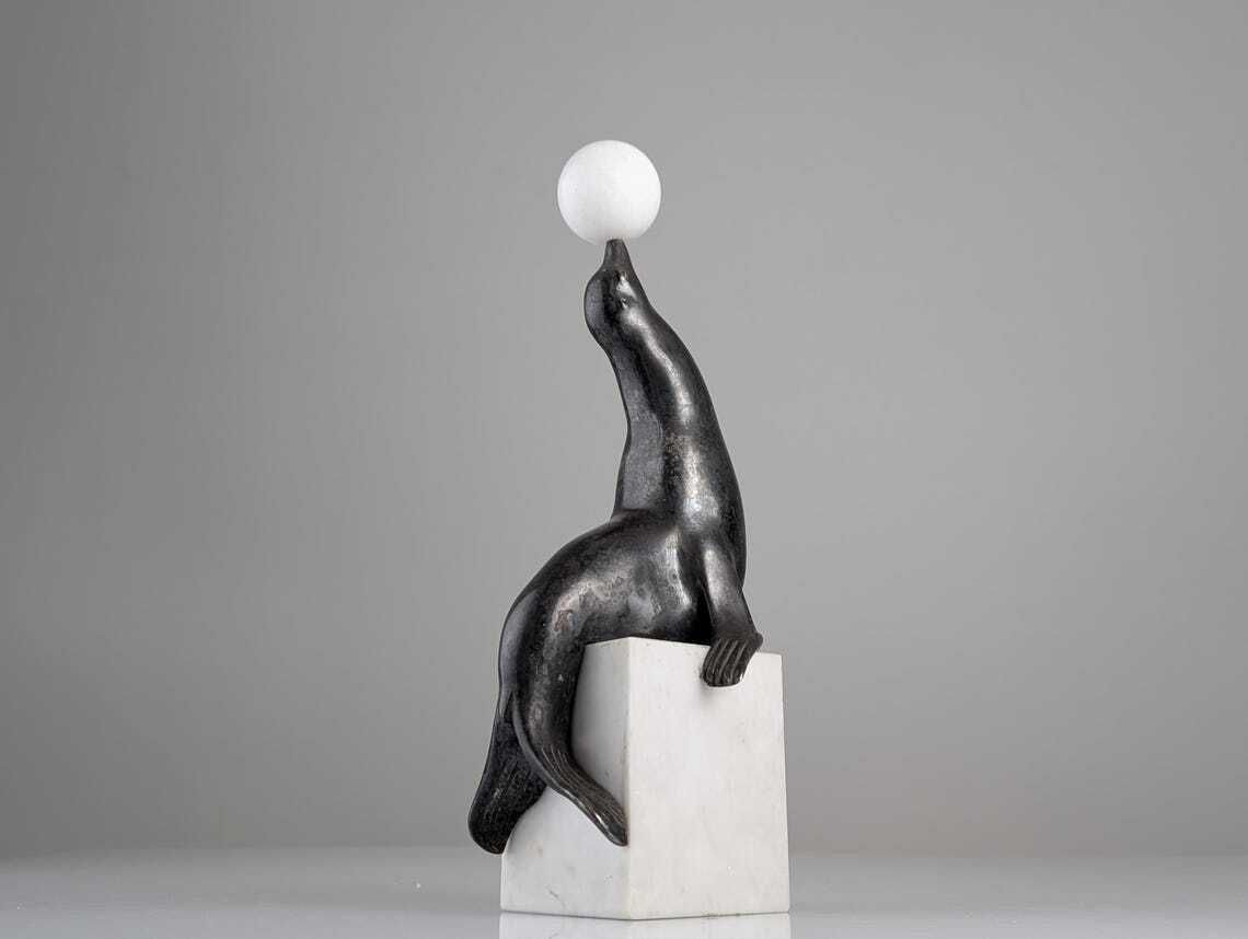 Art Deco Sea Lion Sculpture By Marcel André Bouraine 1920s photo vinterior