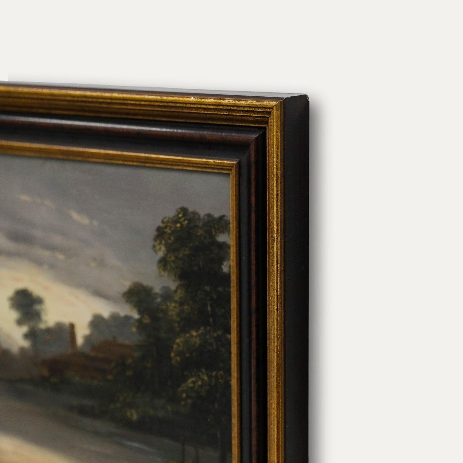 Framed Early 20th Century Oil Boating At Dusk photo vinterior