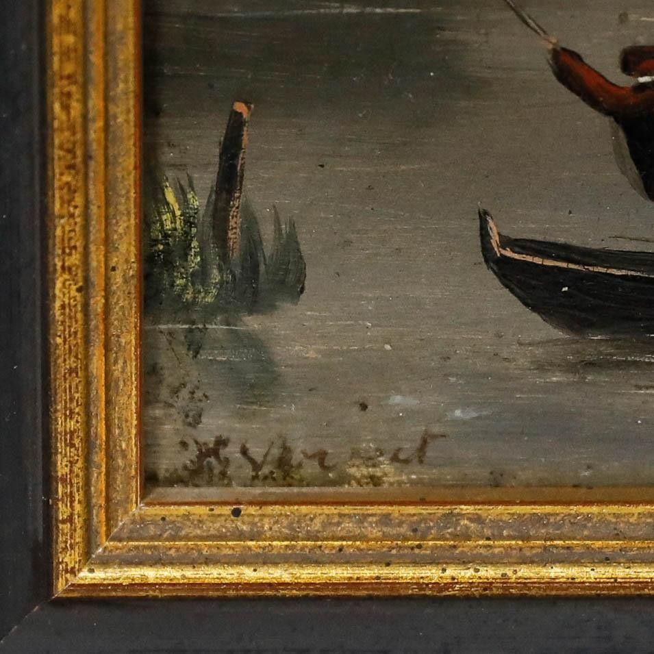 Framed Early 20th Century Oil Boating At Dusk photo buy