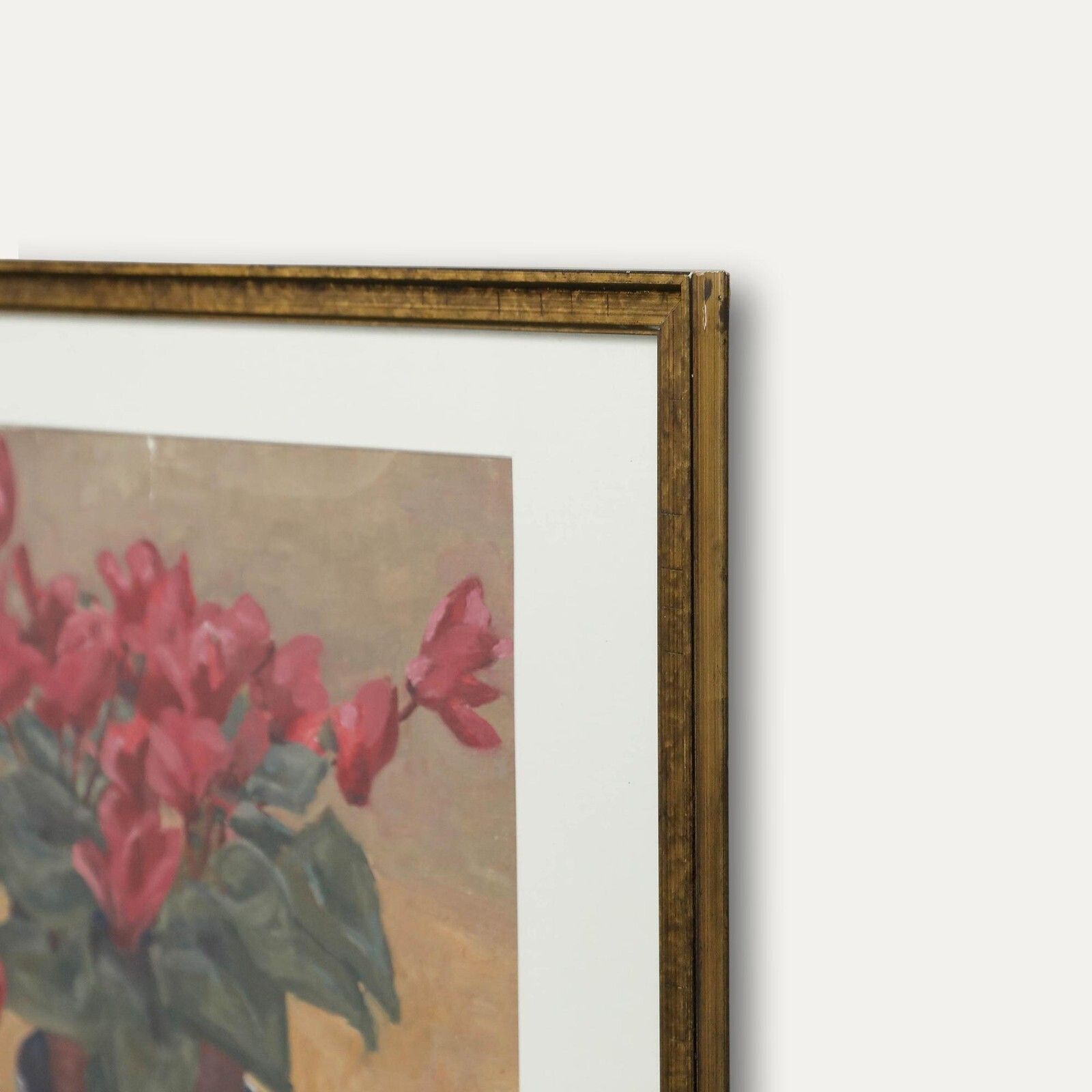 Leslie Charles Boyce (1892 1989) Framed Mid 20th Century Oil, Pink Cyclamen photo vinterior
