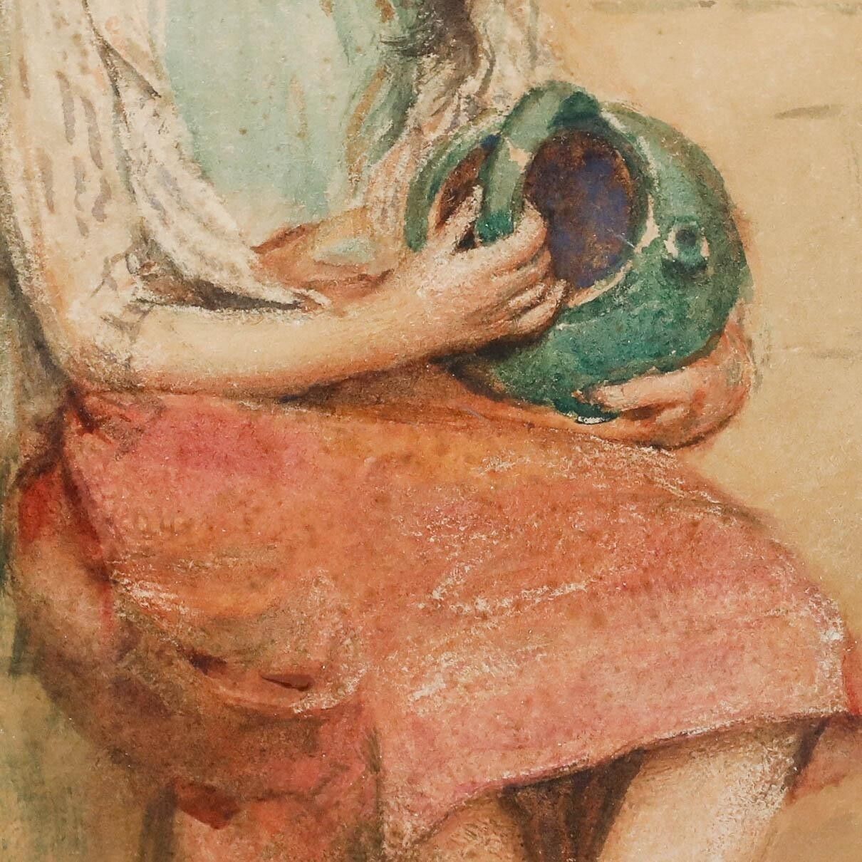 Framed Late 19th Century Watercolour Portrait Of A Young Girl photo Art