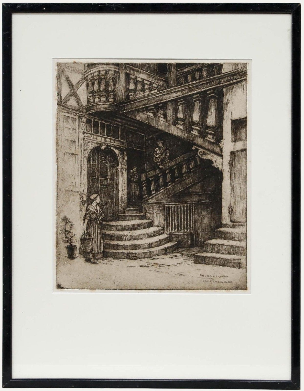 May Louise Greville Cooksey (1878 1943) Etching, A Courtyard In Rosen