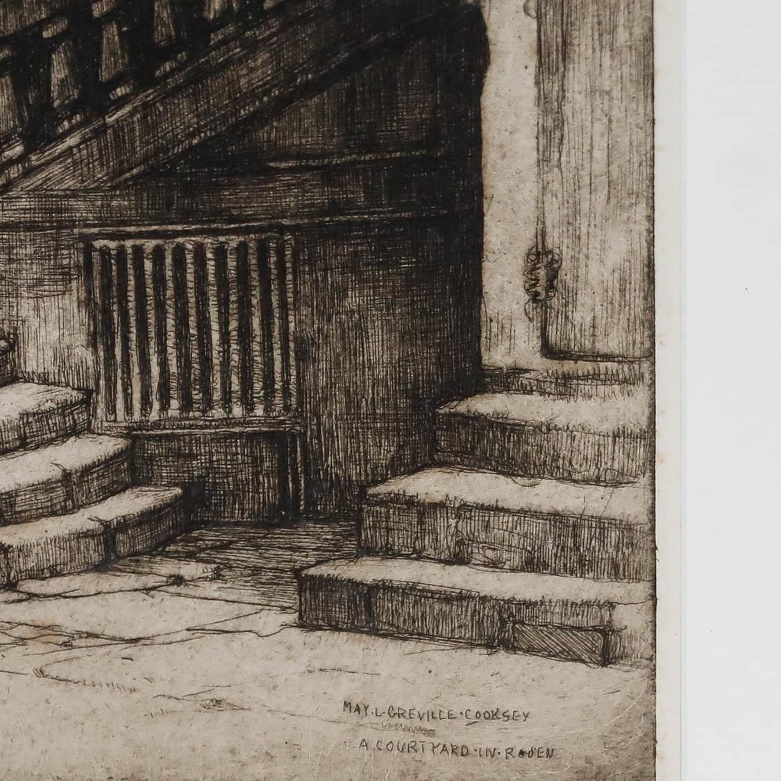 May Louise Greville Cooksey (1878 1943) Etching, A Courtyard In Rosen photo buy