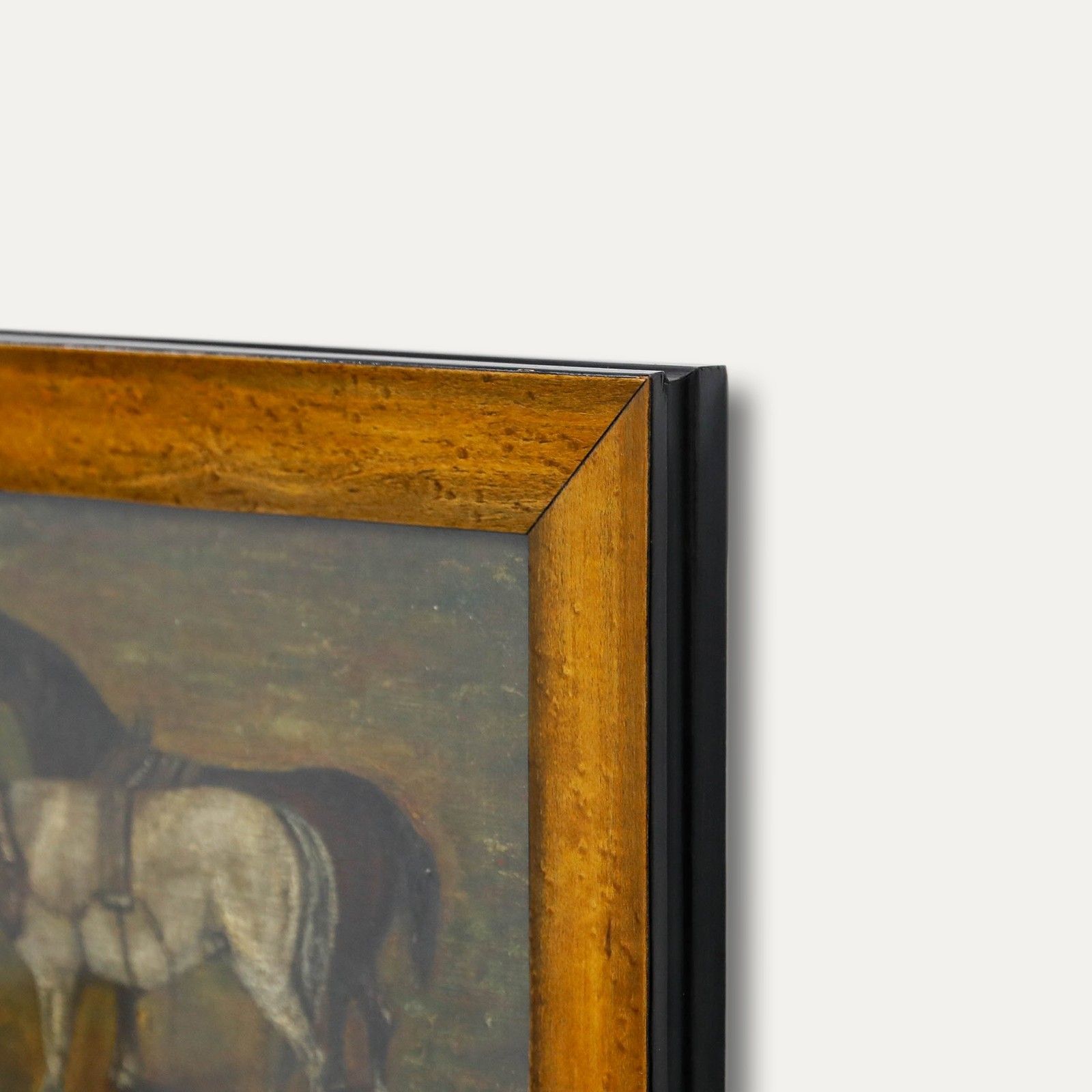 Framed Early 20th Century Oil Horses In Tack photo 325.0